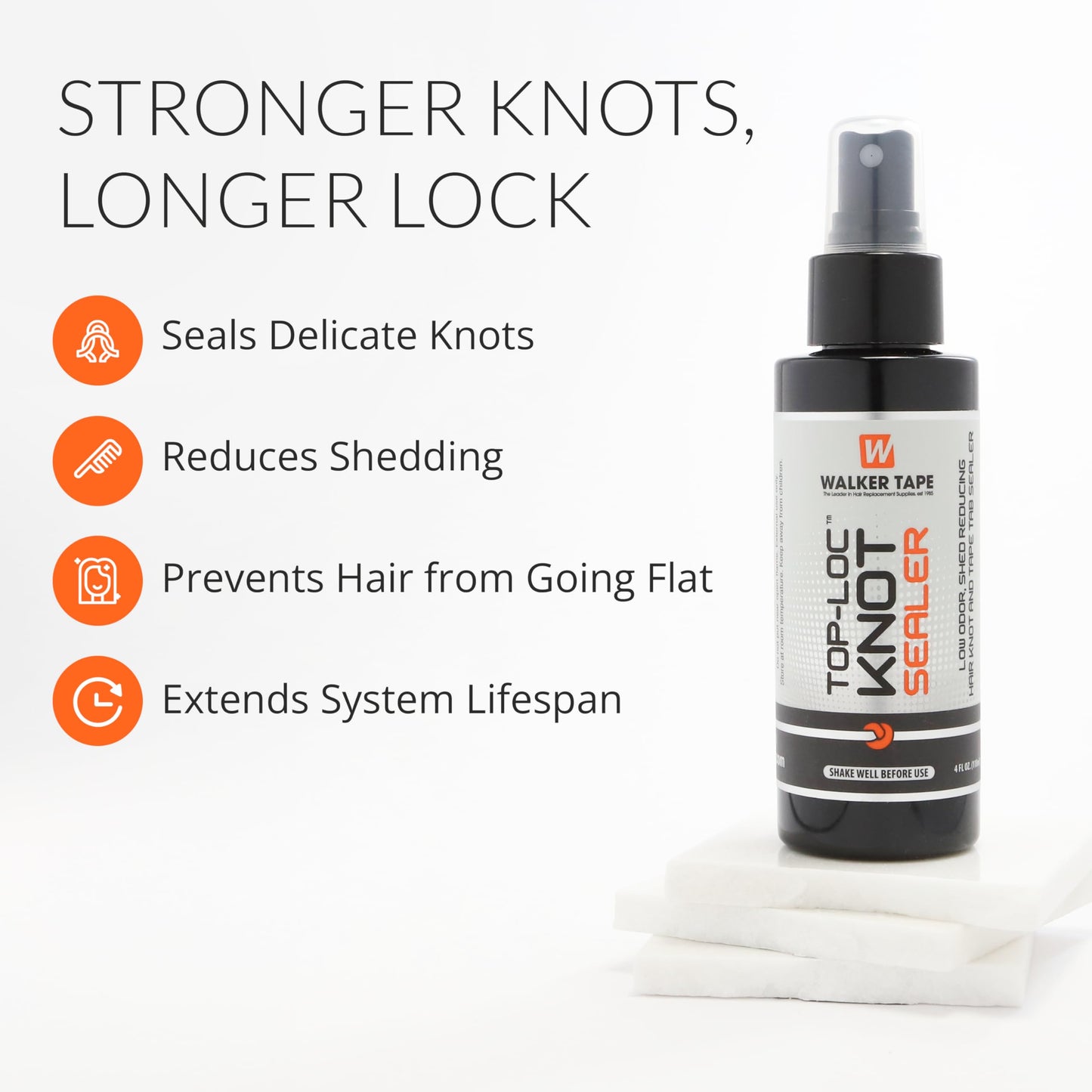 Walker Tape Top-Loc Knot Sealer Spray 4 fl oz, Mesh System Protector for Delicate Knots, Reduces Shedding and Extends Hairpiece Life, Professional