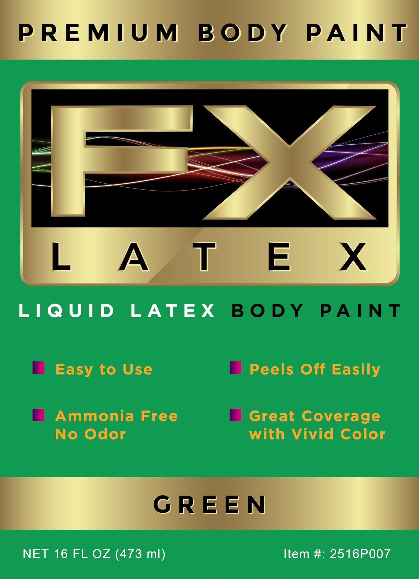 Liquid Latex - Face and Body Paint, Ammonia Free, Easy On and Off, Cosplay Makeup, Create Professional Monster, Zombie Arts 16 Oz (Green)