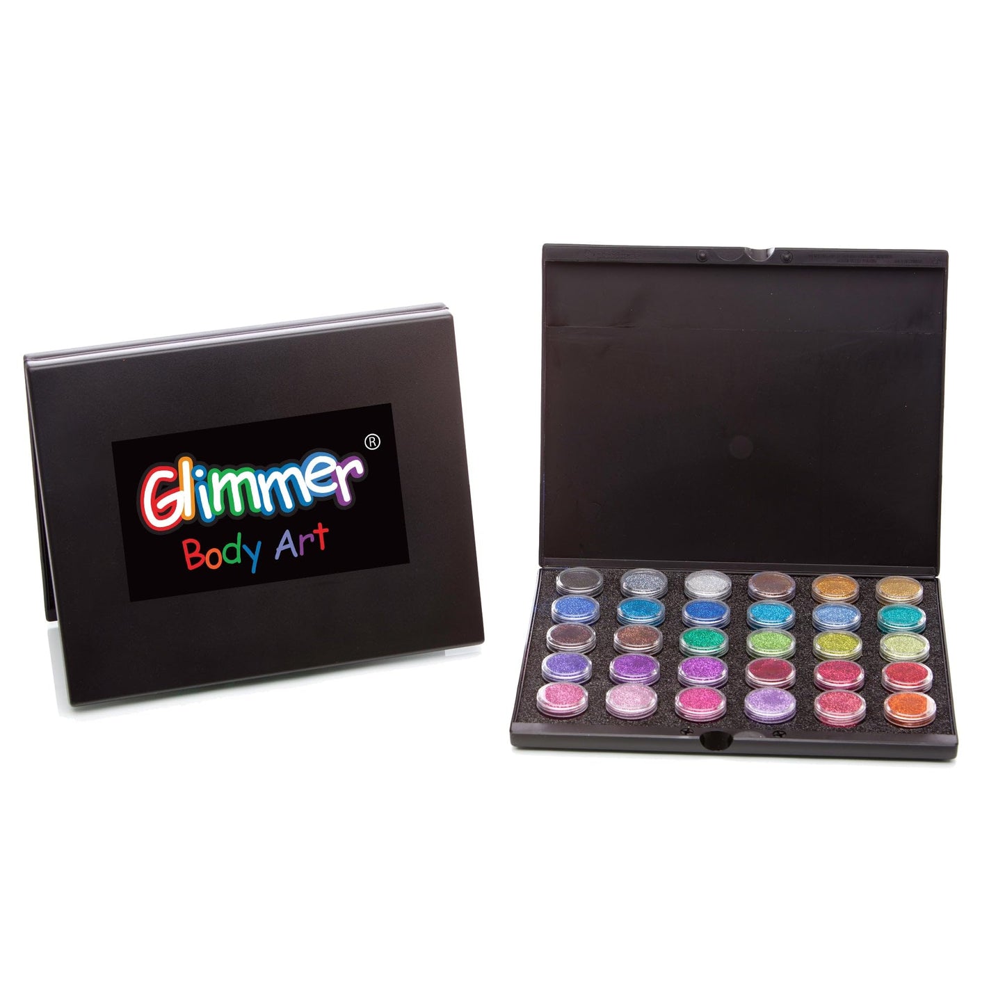 Glimmer Body Art Glitter Palette - 30 Cosmetic-Grade Glitters for Temporary Tattoos, Body Art