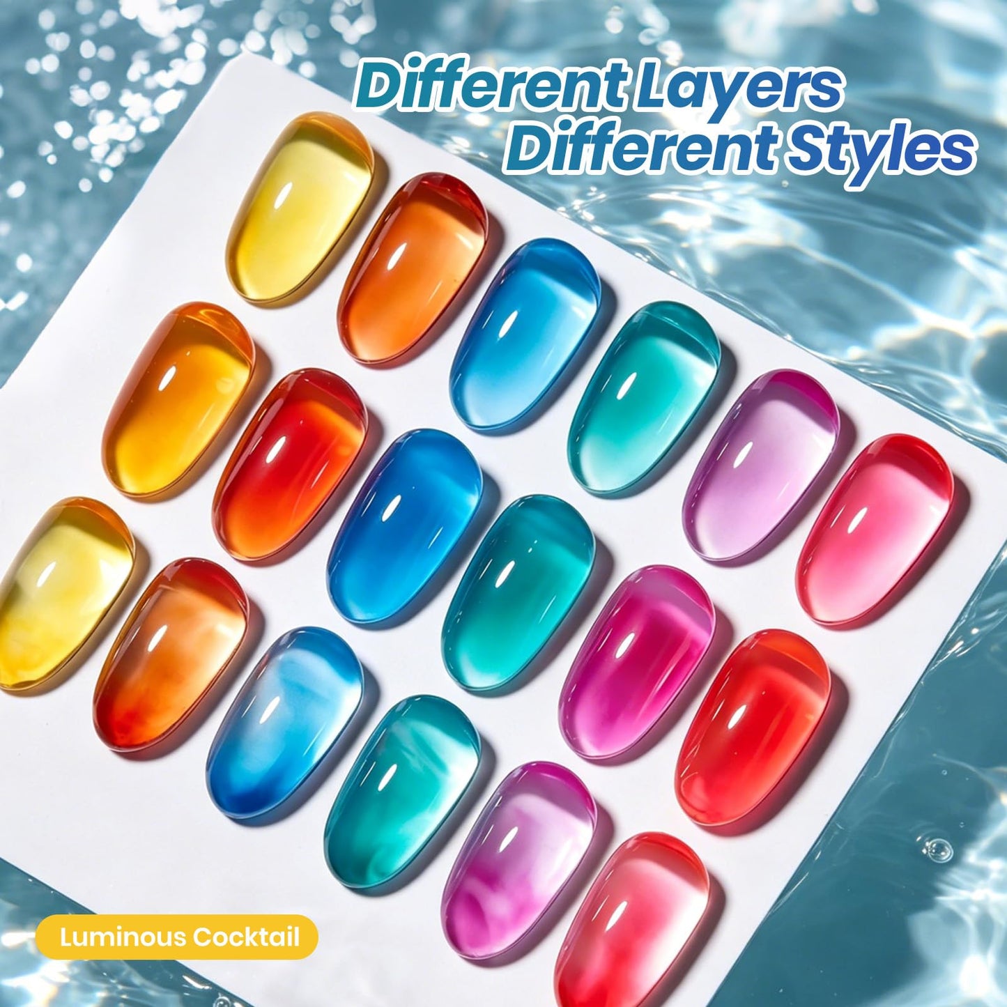 Beetles Jelly Gel Nail Polish Set - Luminous Cocktail 6 Colors Summer Jelly Neon Gel Polish Kit Yellow Orange Purple Blue Green Red Translucent Sheer Beauty and Personal Care beetles Gel Polish