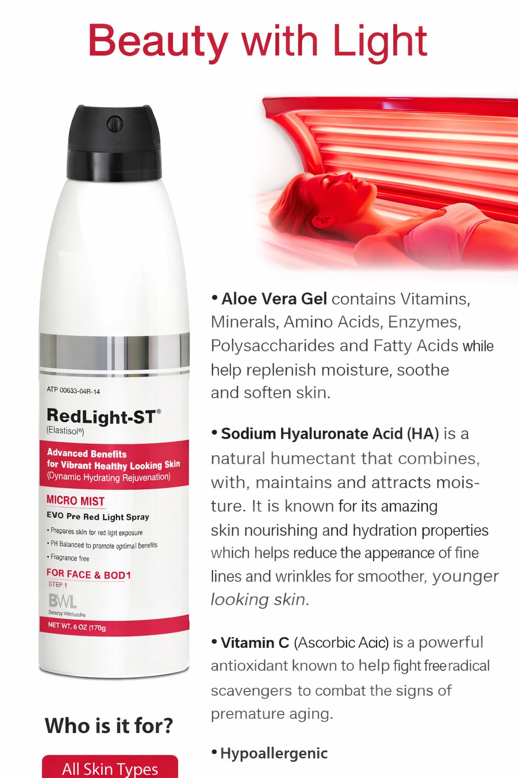BWL RedLight-ST® Micro Mist EVO Pre Therapy Spray Step 1 - 6 oz.