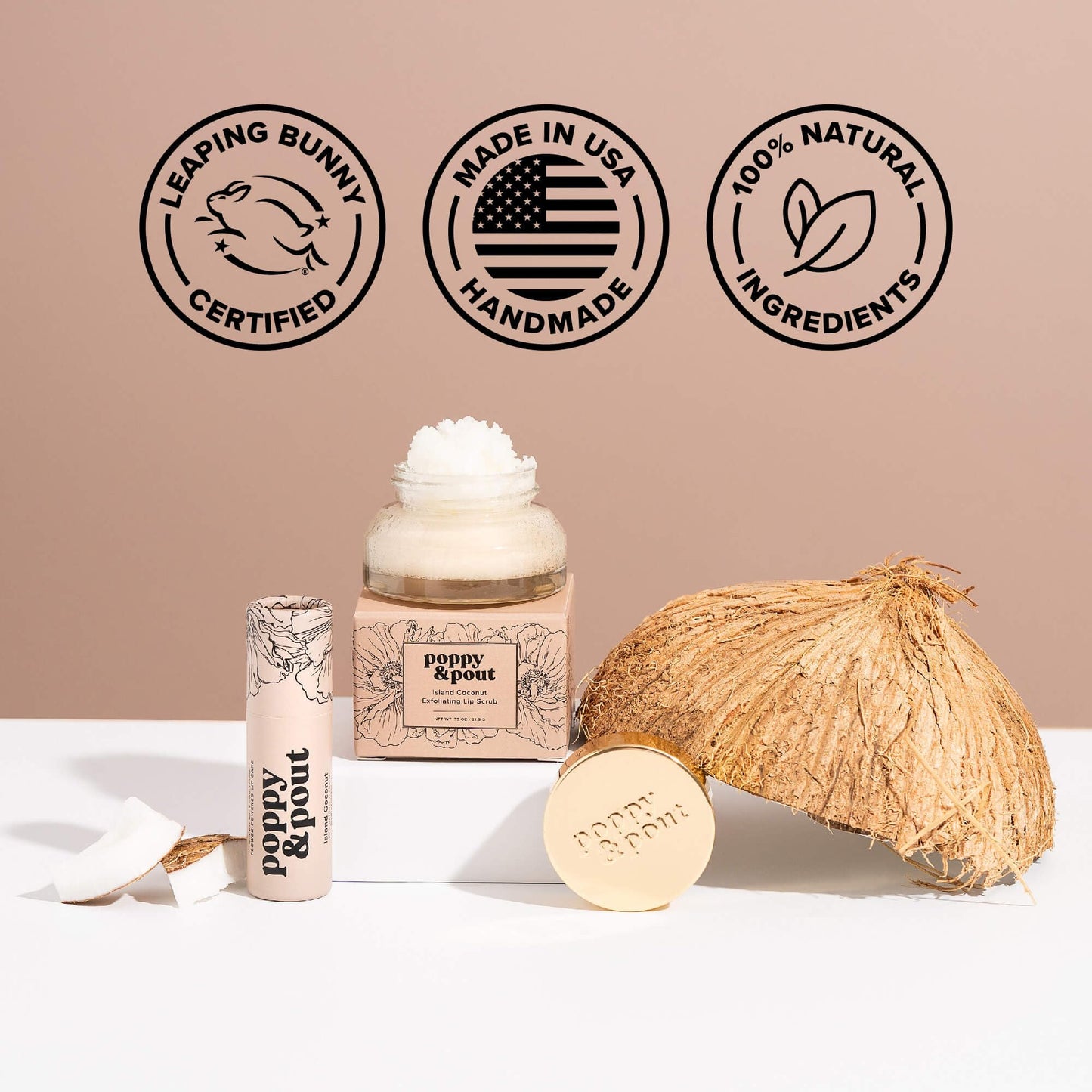 Poppy & Pout Island Coconut Jumbo Lip Balm | All Natural Lip Balms & Moisturizers | Hydrates with Beeswax, Vitamin E, Organic Coconut Oil |