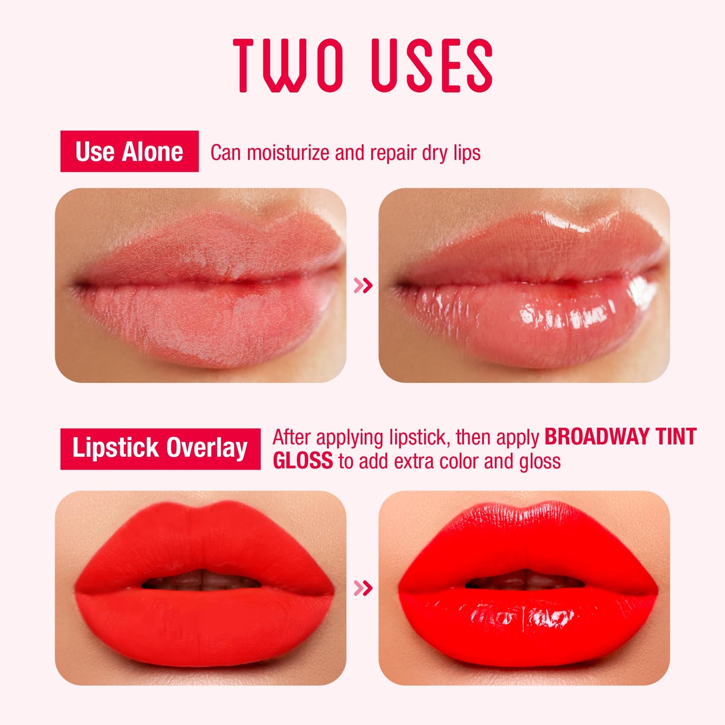 Ruby Kisses Broadway Vita-Lip Tinted Lip Gloss Set (3 Pack Cocoa, Butter, Chocolate) Ultra-Hydrating Coconut + Jojoba Oil & Soothing Formula