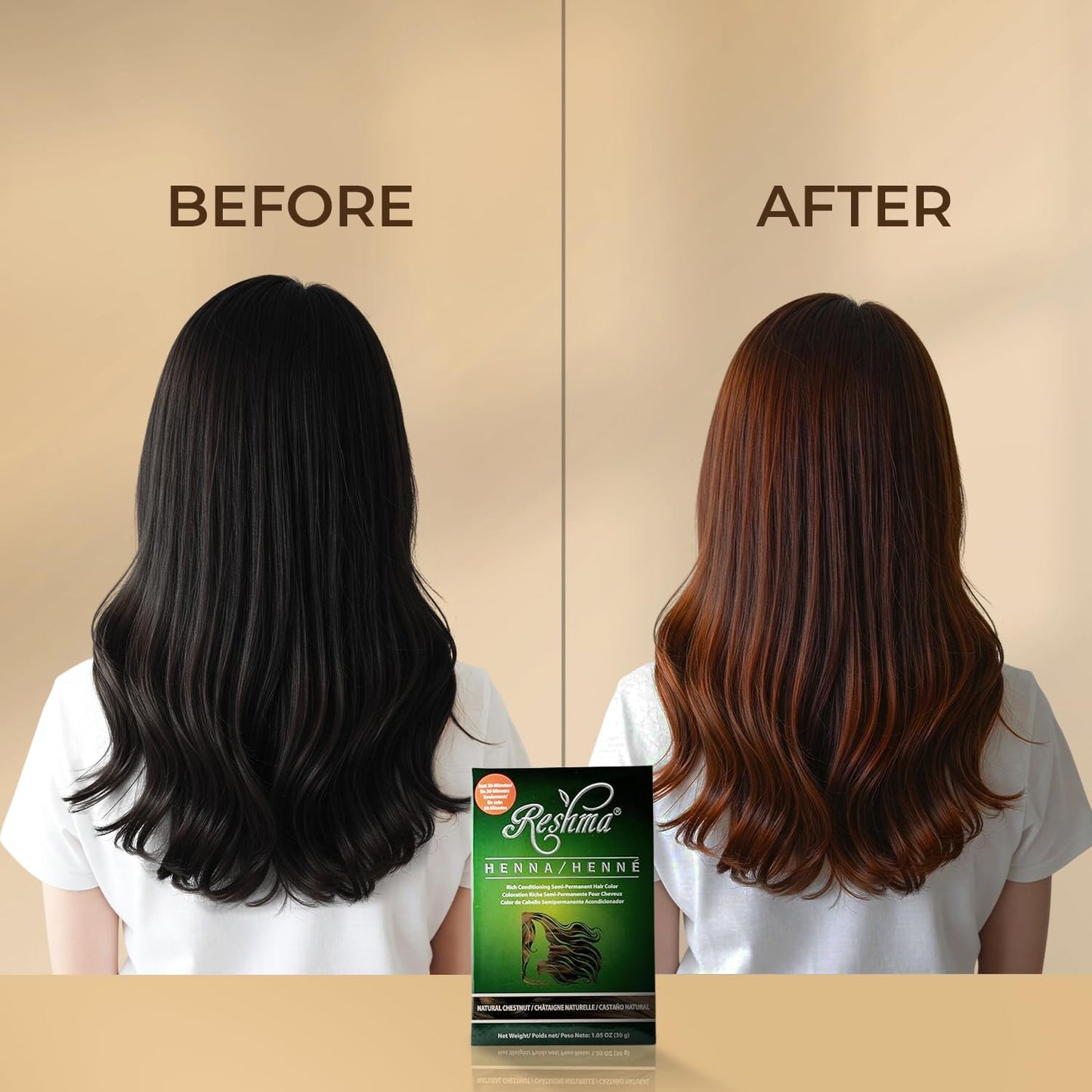 Reshma Beauty 30 Minute Henna Hair Color Infused with Plant-Based Lawsonia Inermis 100% Gray Coverage for Soft, Shiny Hair, Hair Dye-1.05 oz Pack of 1