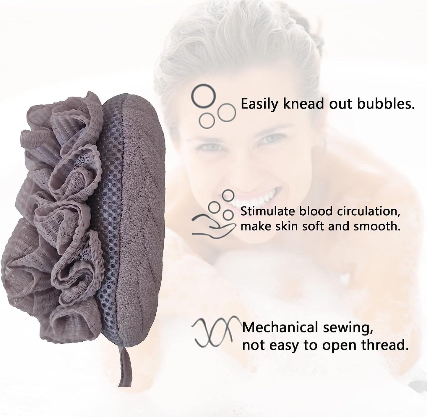 Bath Sponge Shower Loofahs?Loofah Sponge Exfoliating Bath Sponge Body Scrubber?Soft Net Body Scrubber Sponge Ball?Durable Mesh Pouf Bath Loofah Sponge