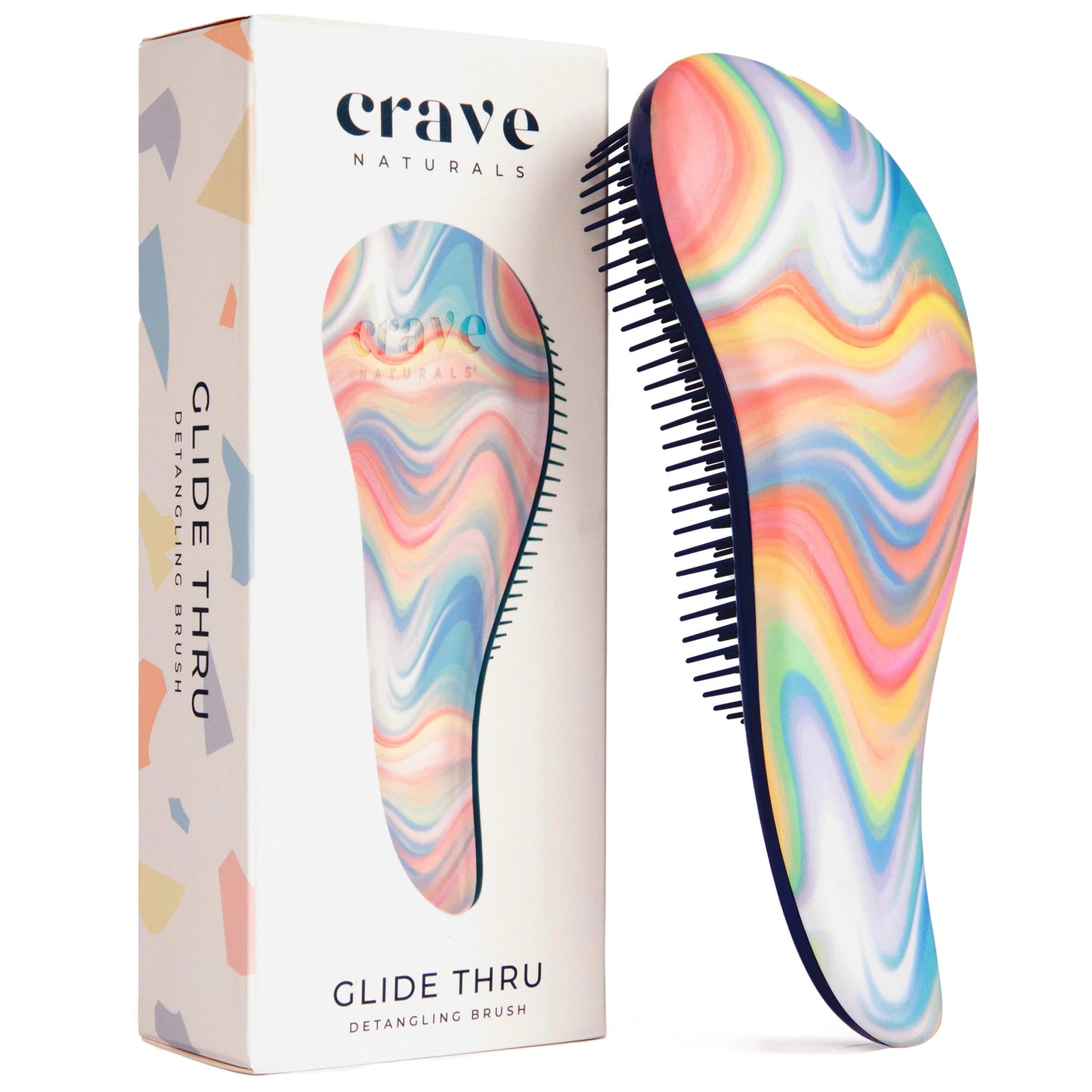 Crave Naturals Glide Thru Hair Brush - Detangler Brush for Curly, Straight, Wet or Dry Hair - Gentle Detangling Brushes for Adults, Kids, Toddlers