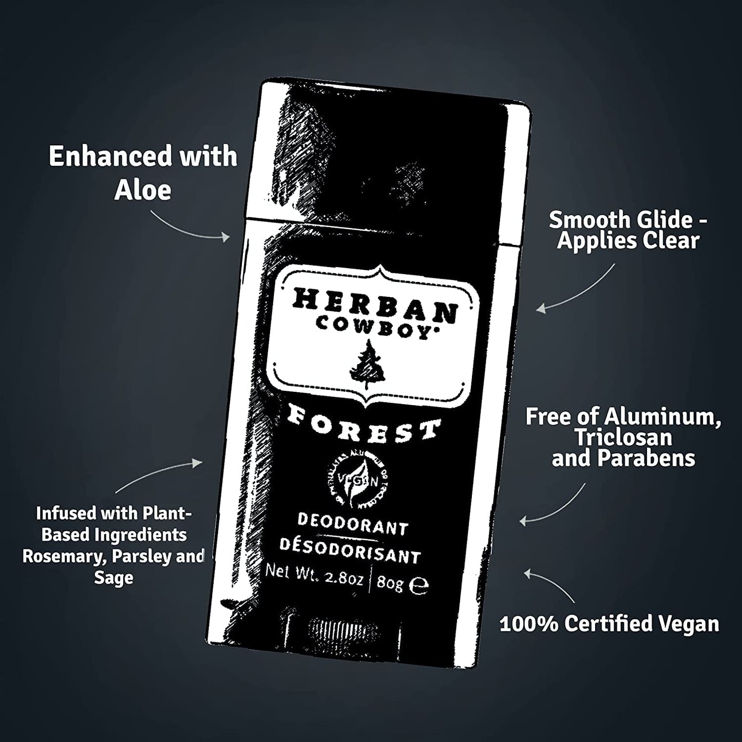 Herban Cowboy Forest Deodorant Maximum Protection 2.8 Ounce, 3 Pack Beauty and Personal Care Herban Cowboy
