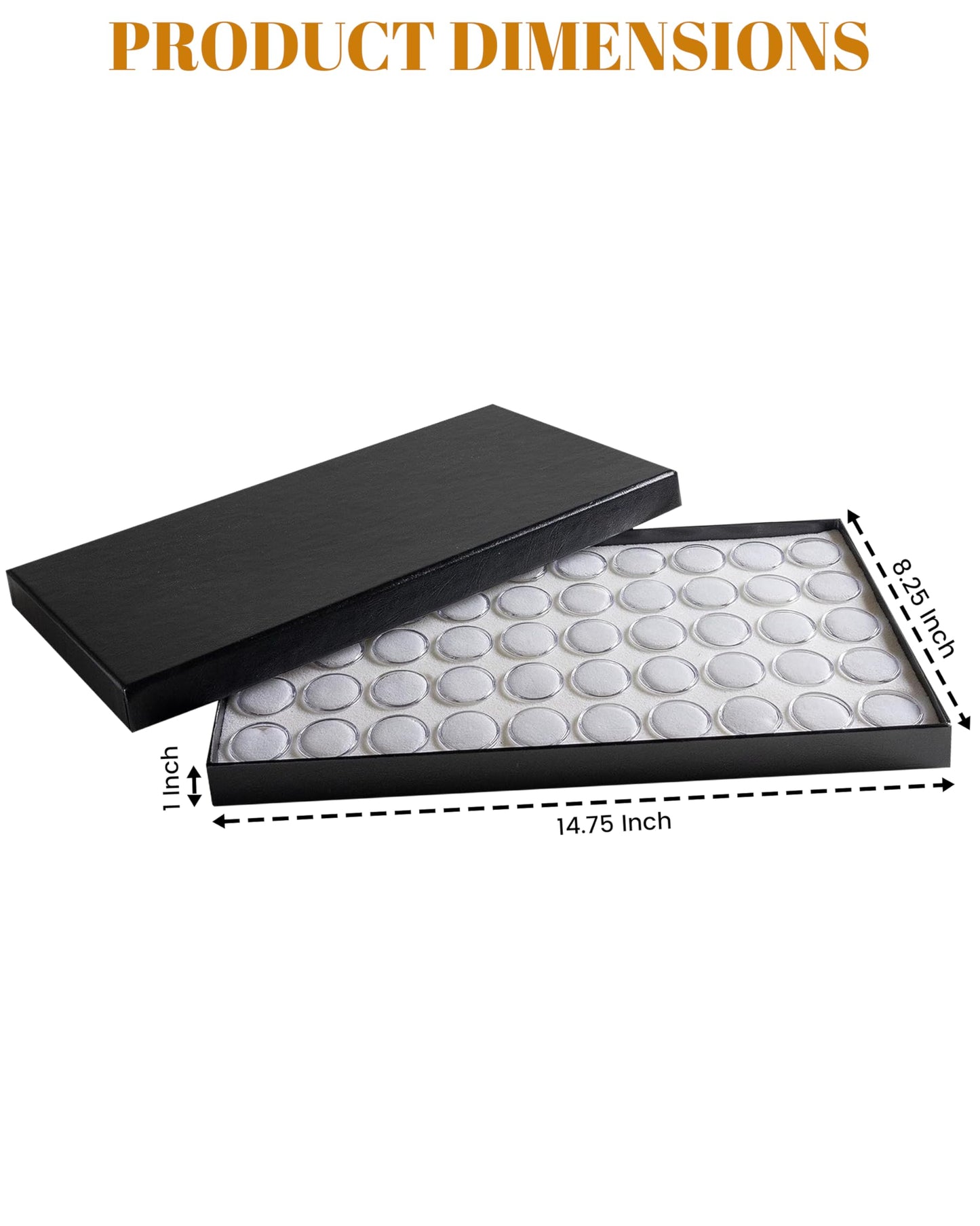 Novel Box Jewelry Tray with Lid 8.25x14.75x1 + Small Size 50 Gems Jars | Glass Jewelry Box with Fitted Lid & White Tray Foam Liner | Glass Rock…