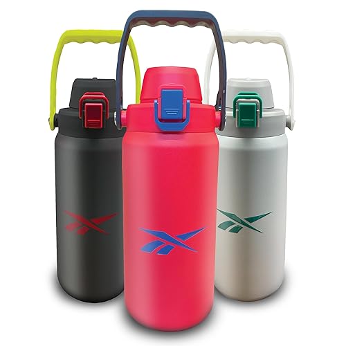 Reebok Stainless Steel Sports Wide Mouth Water Bottle | Double Wall Insulated to keep Beverages Hot & Cold, Spill Proof, BPA Free, Easy Grip Handle