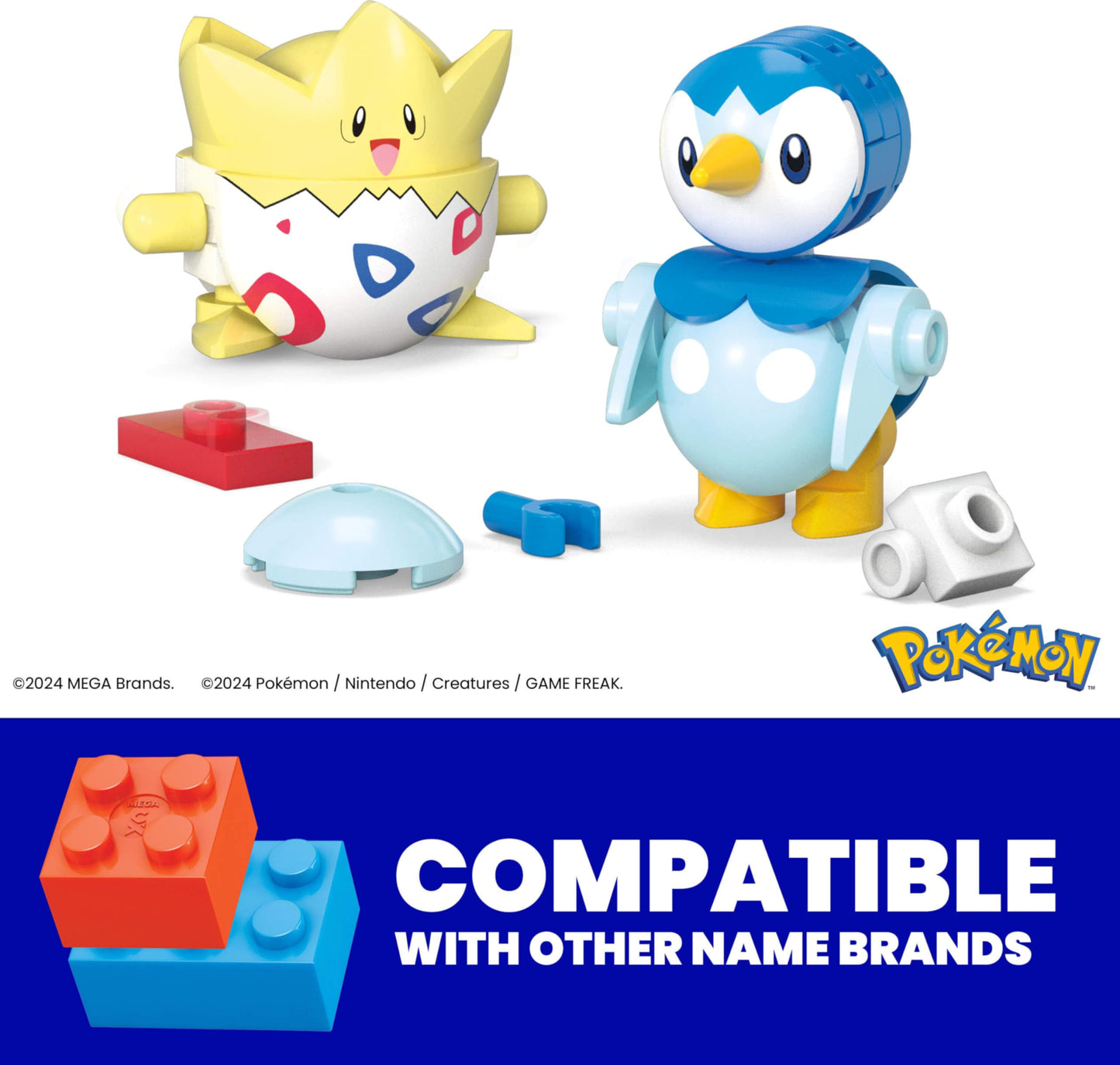 MEGA Pokémon Action Figure Building Toys Set, Poké Ball 2-Pack, Togepi and Piplup with 41 Pieces, for Kids
