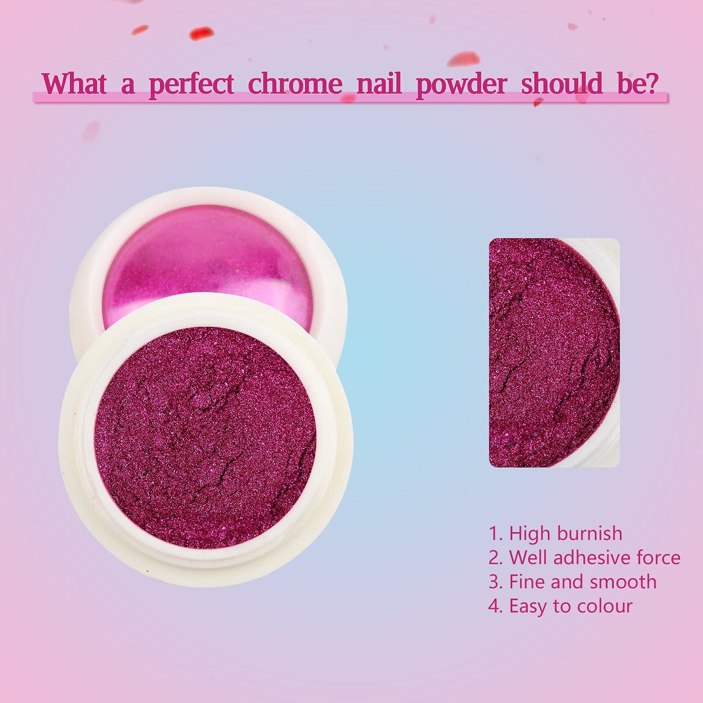 BISHENGYF 6 Box Chrome Nail Powder, Chrome Effect Nail Powder Set, Shiny Nail Glitter Powder with Magic Mirror Effect for Nail Art Design