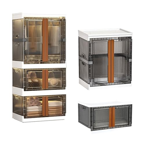 77.6 Gallon Collapsible Storage Boxes, Lidded Storage Bins with Closet Rod and Clothes Hangers for Towels, Clothes and Quilts, Folding Storage Box…