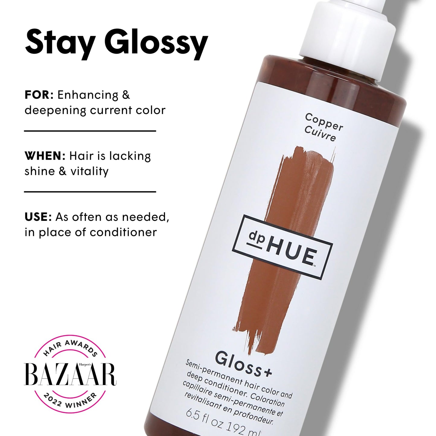 dpHUE Gloss+, Copper - Boosts Fading & Faded Hair Color - 8-12 Applications per Bottle - Lasts Up to 8 Washes