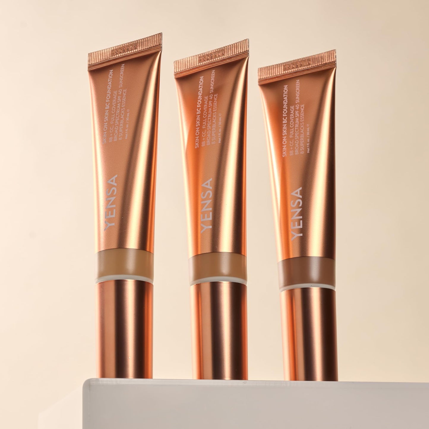 YENSA Skin on Skin BC Foundation Makeup - CC, BB Cream & Full Coverage Foundation-In-One - Buildable, Radiant Finish with SPF 40, Hyaluronic Acid