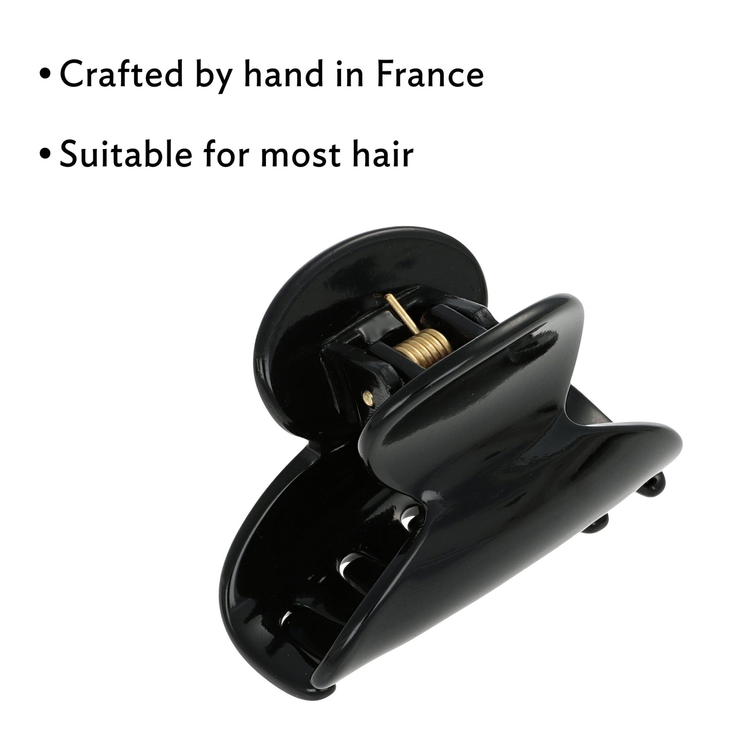 French Hair Clip for Thin or Short Hair, Mini Couture Claw Clip for Women, Strong No Slip Hold, Gentle Grip, Lightweight, Onyx Grey Faux Shell |