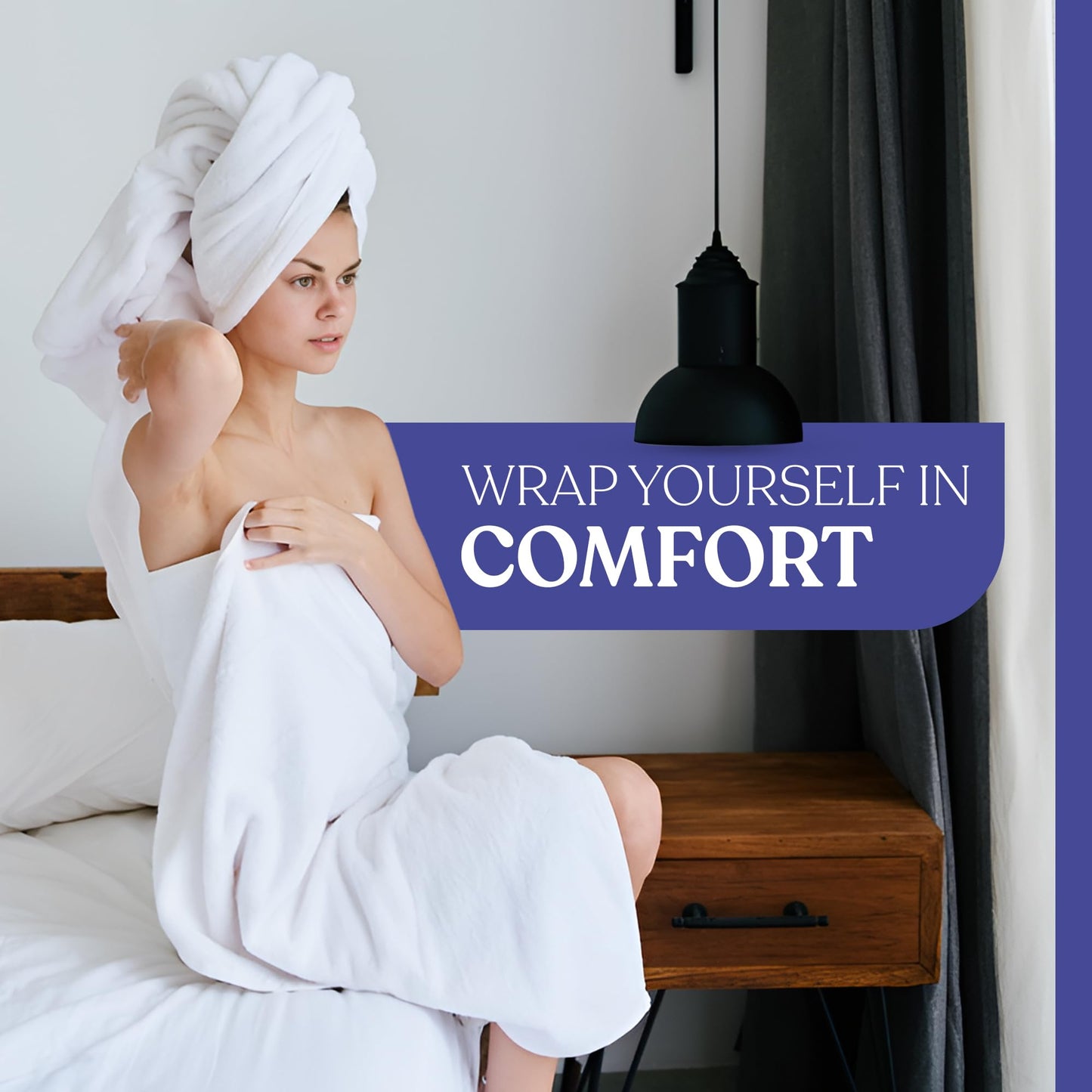 FluffCo Luxury Hotel Towel - Highly Absorbent Premium Bath Towel - Made from 100% Cotton - Super Soft White Towels with Twill Satin Border…