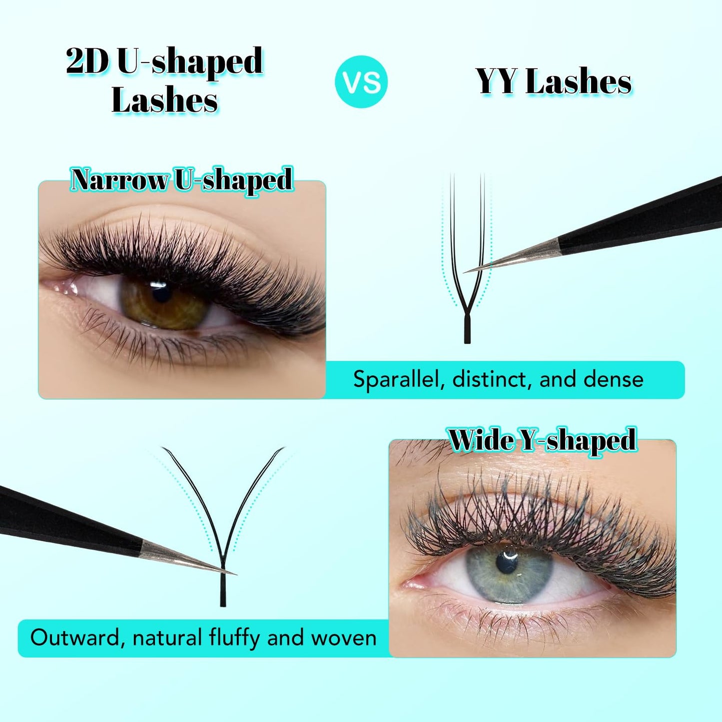 VAVALASH U Lash Extensions D Curl 0.07mm 8-15mm Mix Tray 2D UU Lash Fans Eyelash Extension U Shaped Natural Wispy Volume Lashes Extension Soft Matte Beauty and Personal Care VAVALASH