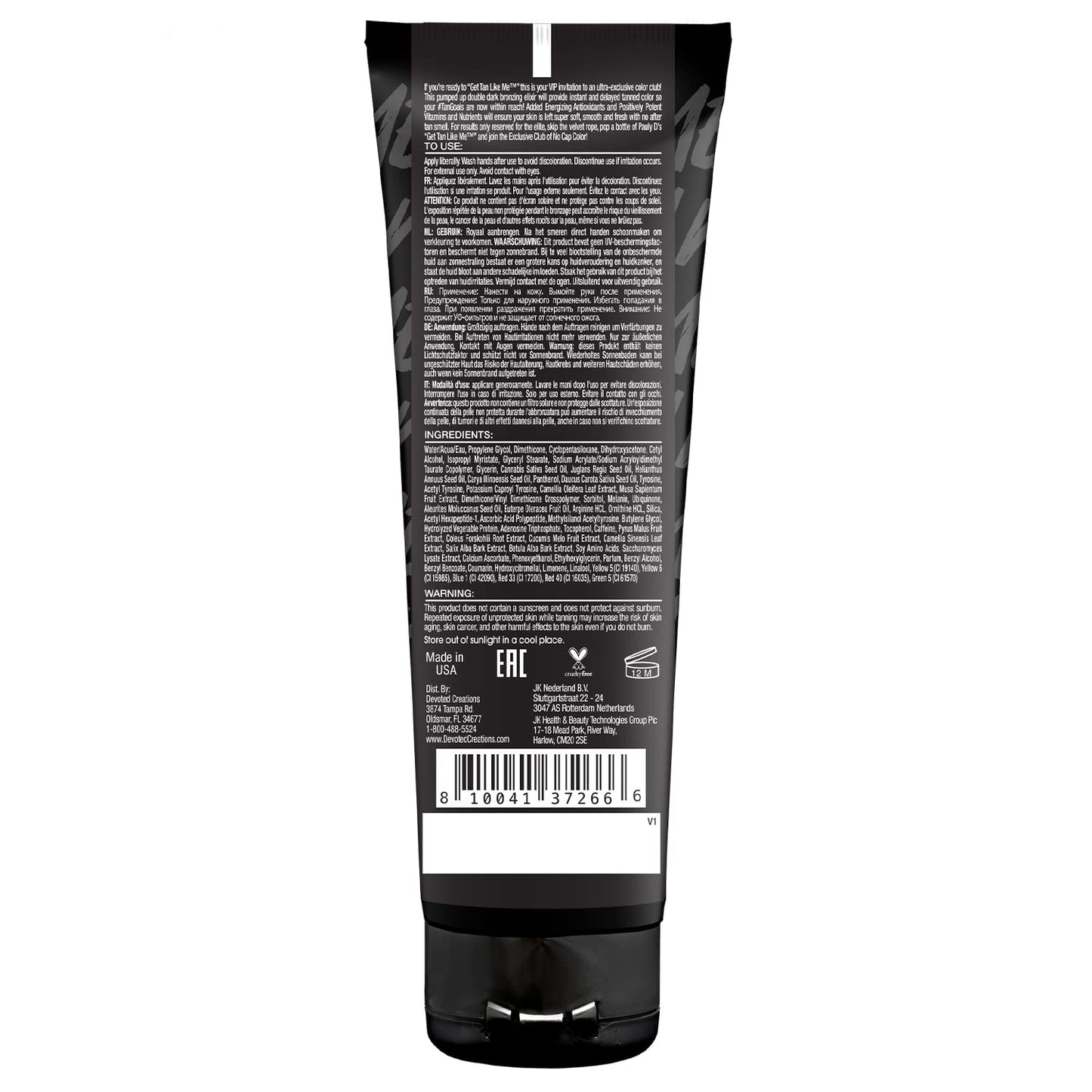 Devoted Creations DJ Pauly D Get Tan Like Me! Dark Tanning Lotion - Double Dark ‘Tan Goals’ Bronzing Blend - Remixed with Positively Energizing