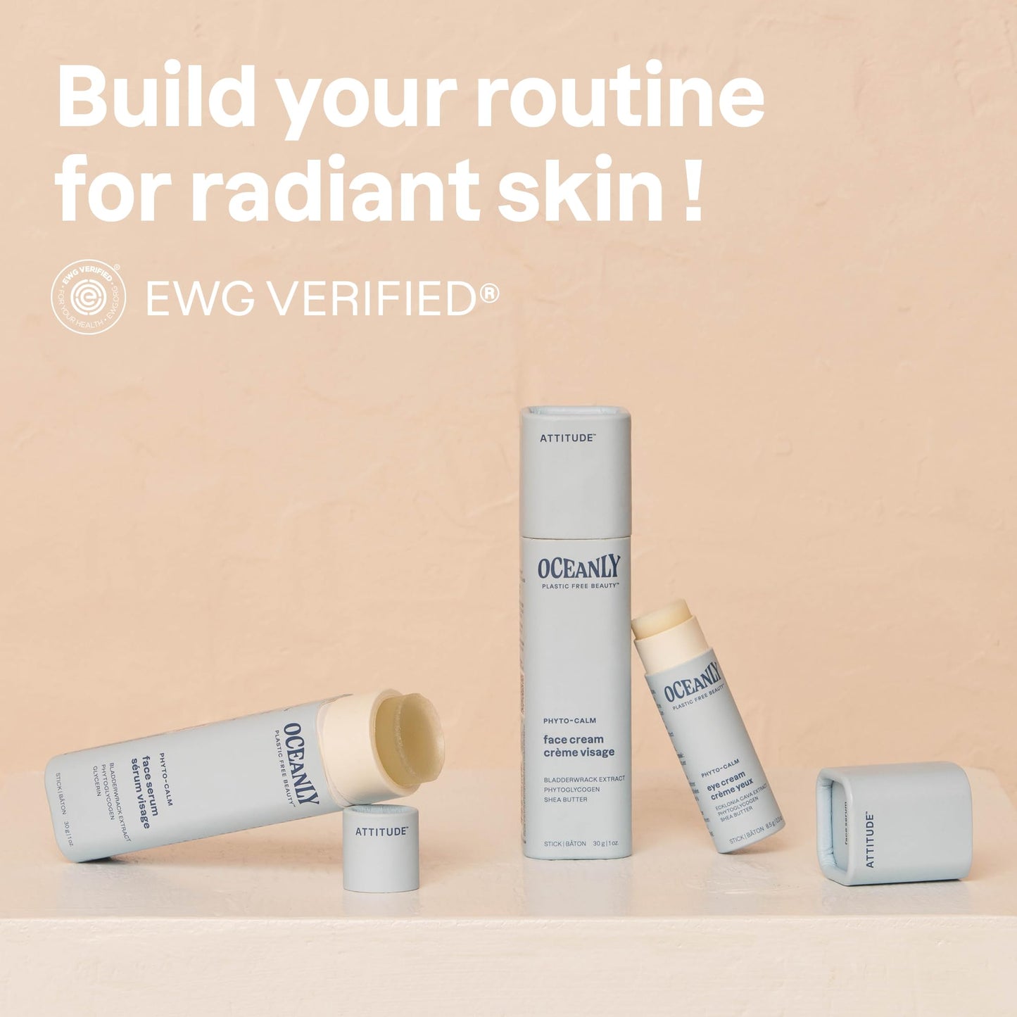 ATTITUDE Oceanly Face Serum Stick, EWG Verified, Plastic-free, Plant and Mineral-Based Ingredients, Vegan and Cruelty-free Beauty Products, PHYTO