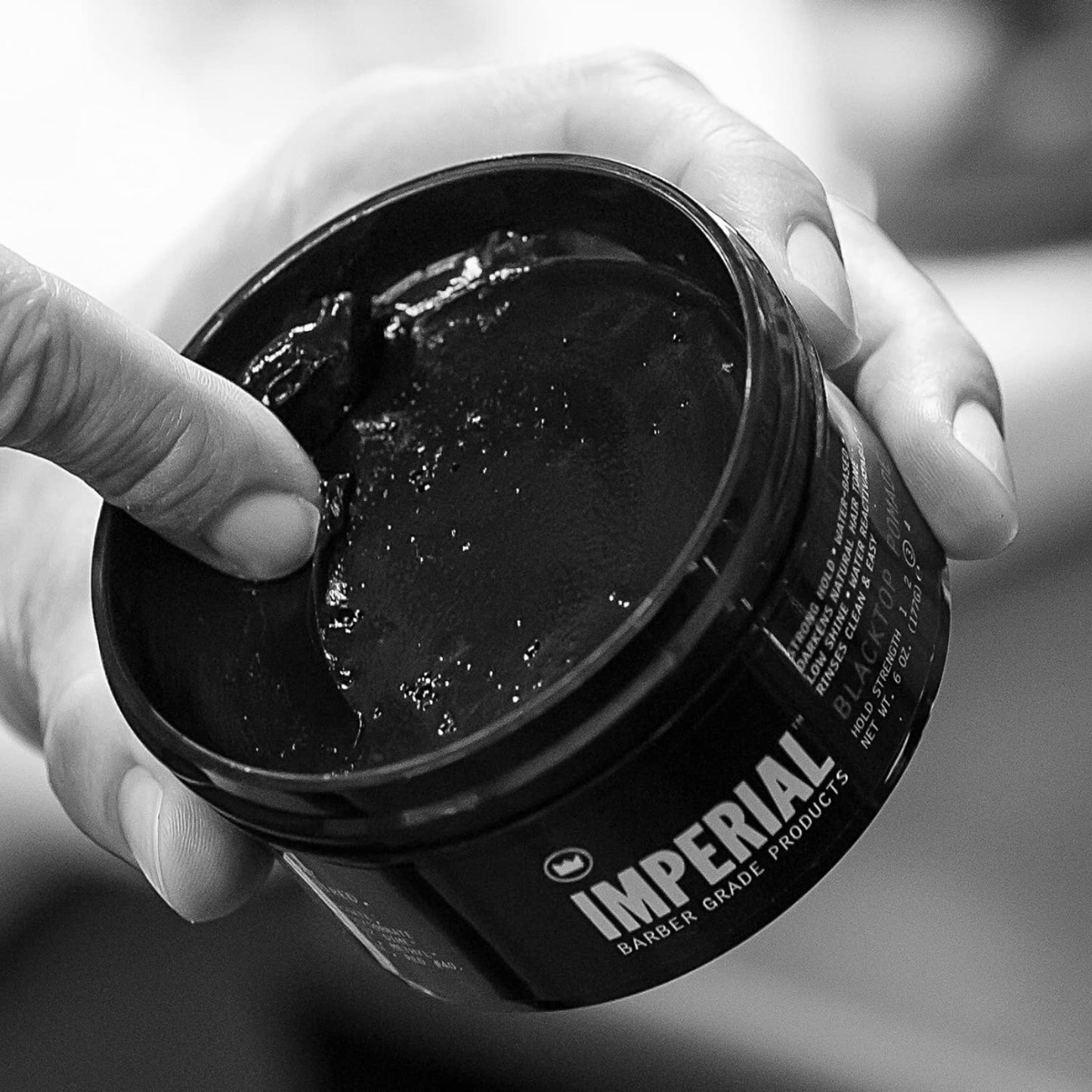 Imperial Barber Grade Products | Blacktop Pomade, 2 oz | TSA Approved | Travel Sized | Medium-Strong Hold | Low Shine | Water-Based | Easy to Wash Out