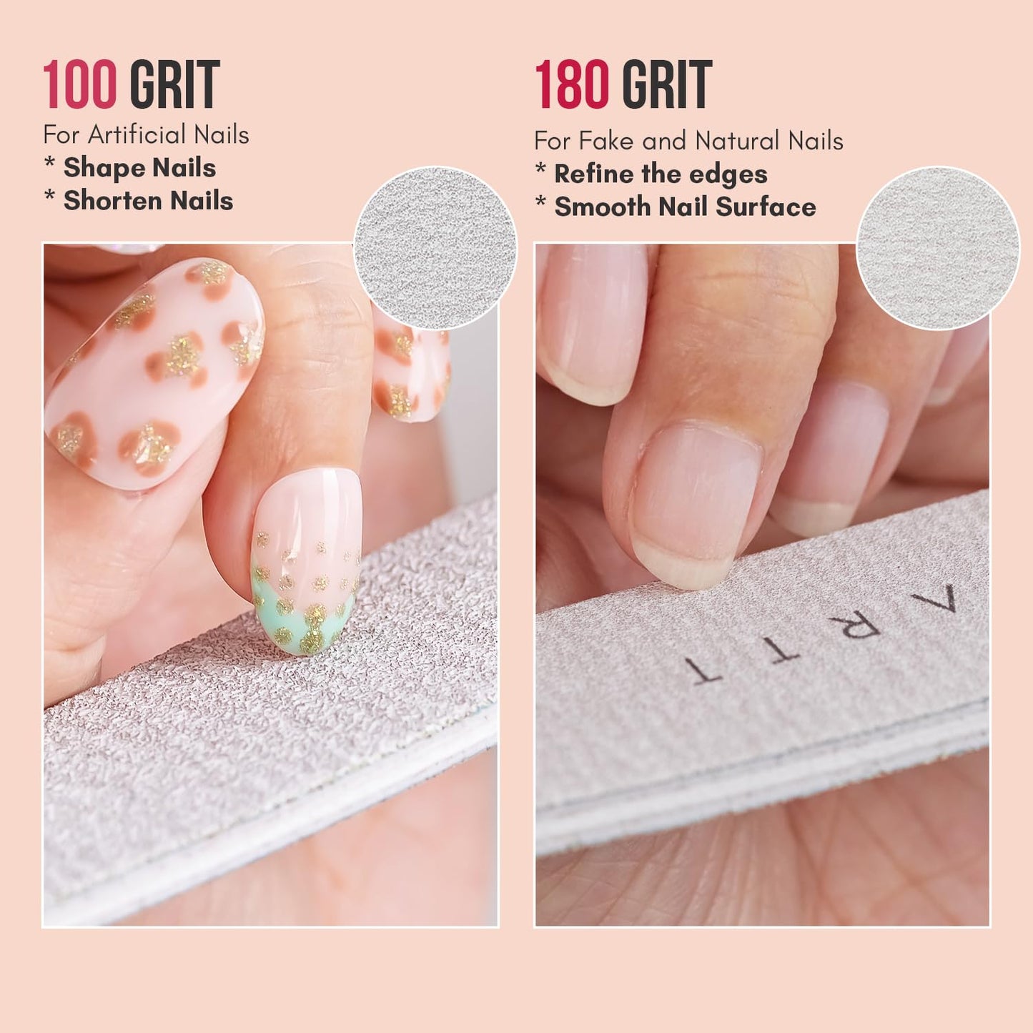Makartt Nail File: Professional Nail Files, 100/180 Grit Emery Boards for Nails, 10 Pcs Zebra Doubled Sides Coarse Fingernail Filer for Acrylic