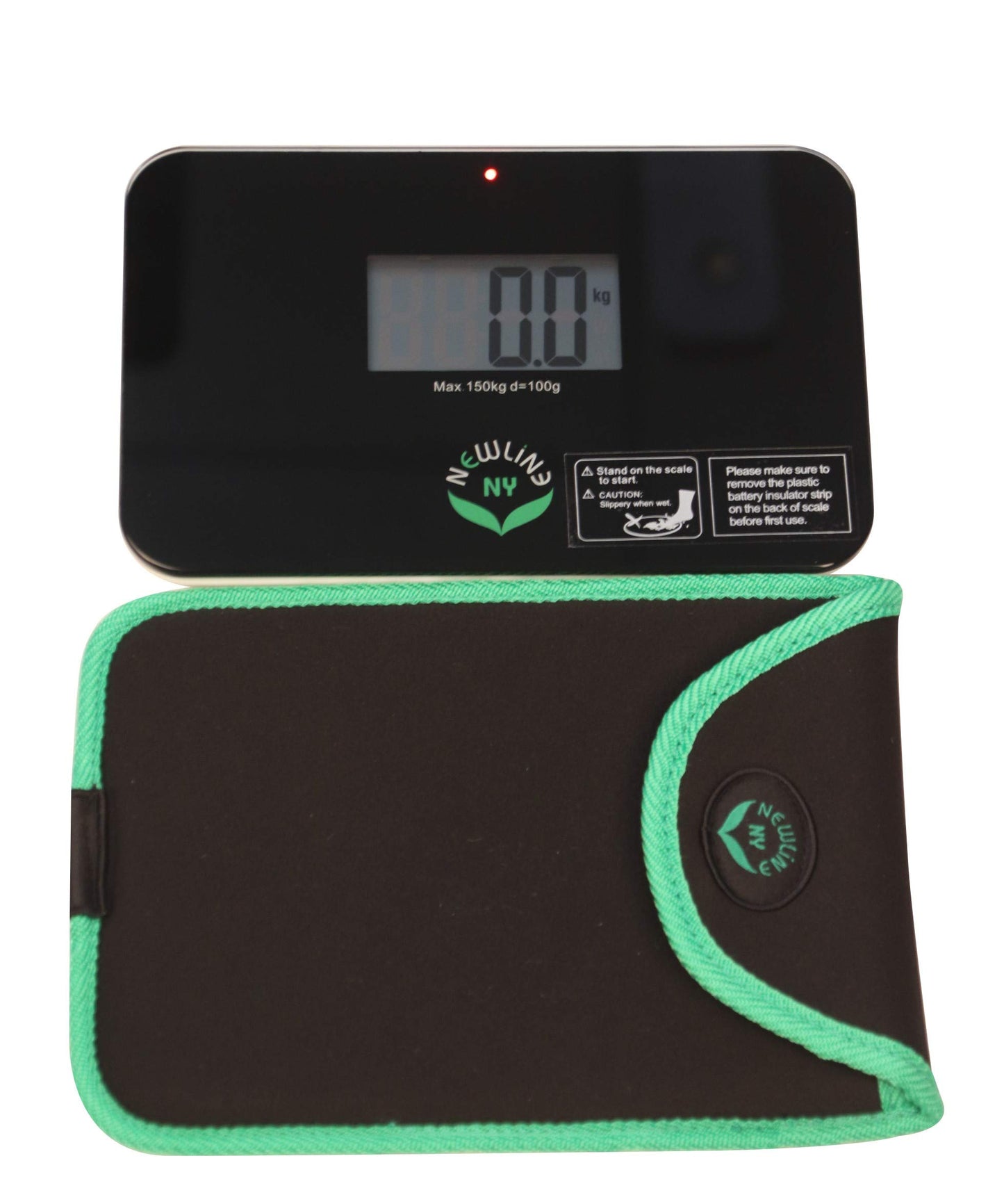 NewlineNY Step-on Super Mini Smallest Travel Bathroom Scale with Protection Sleeve: SBB0638SM-BK+S001MG