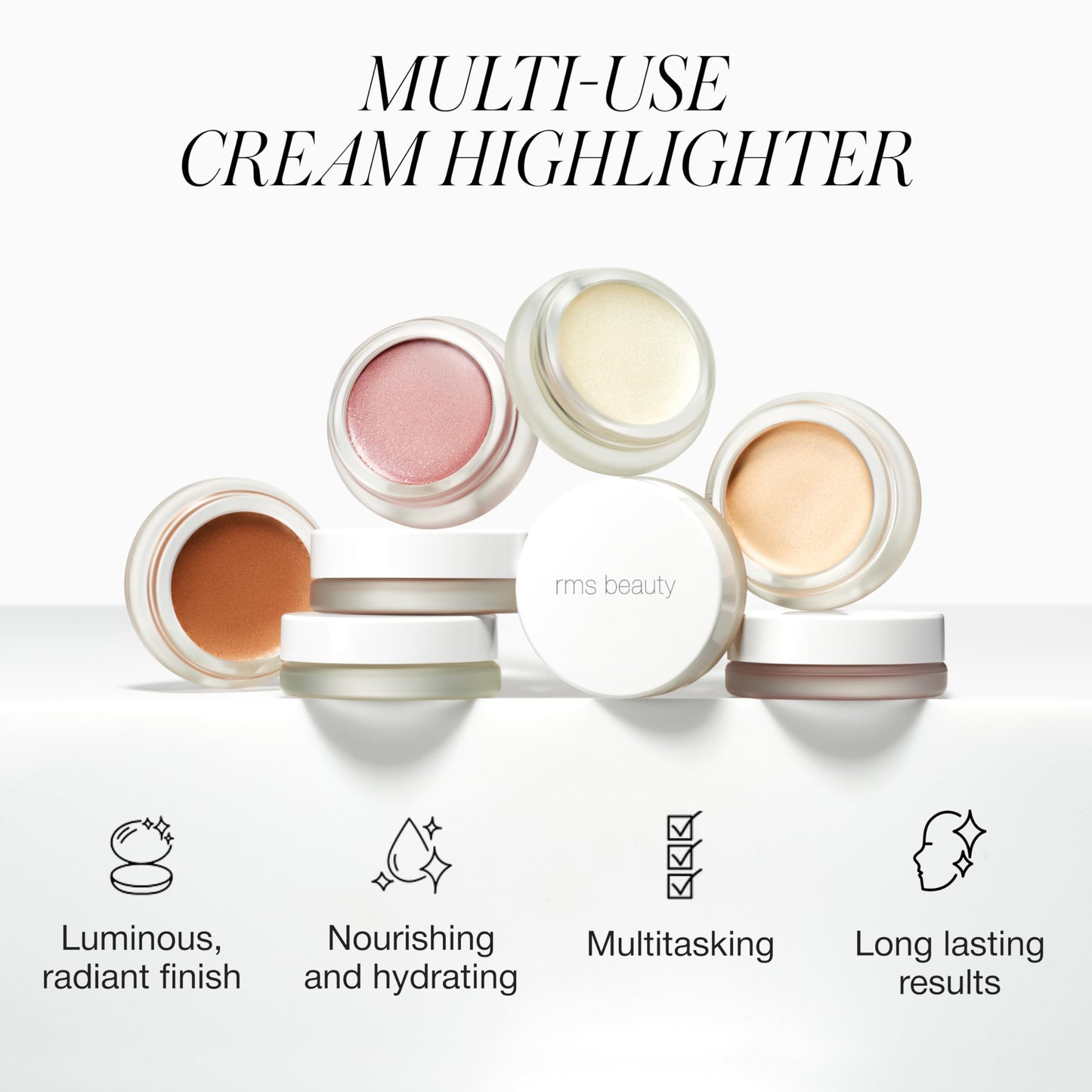 RMS Beauty Luminizer Highlighter - Creamy Light-Reflective Organic Face Makeup Palette for Dewy, Glowing & Nourished Skin - Peach (0.17 Ounce)