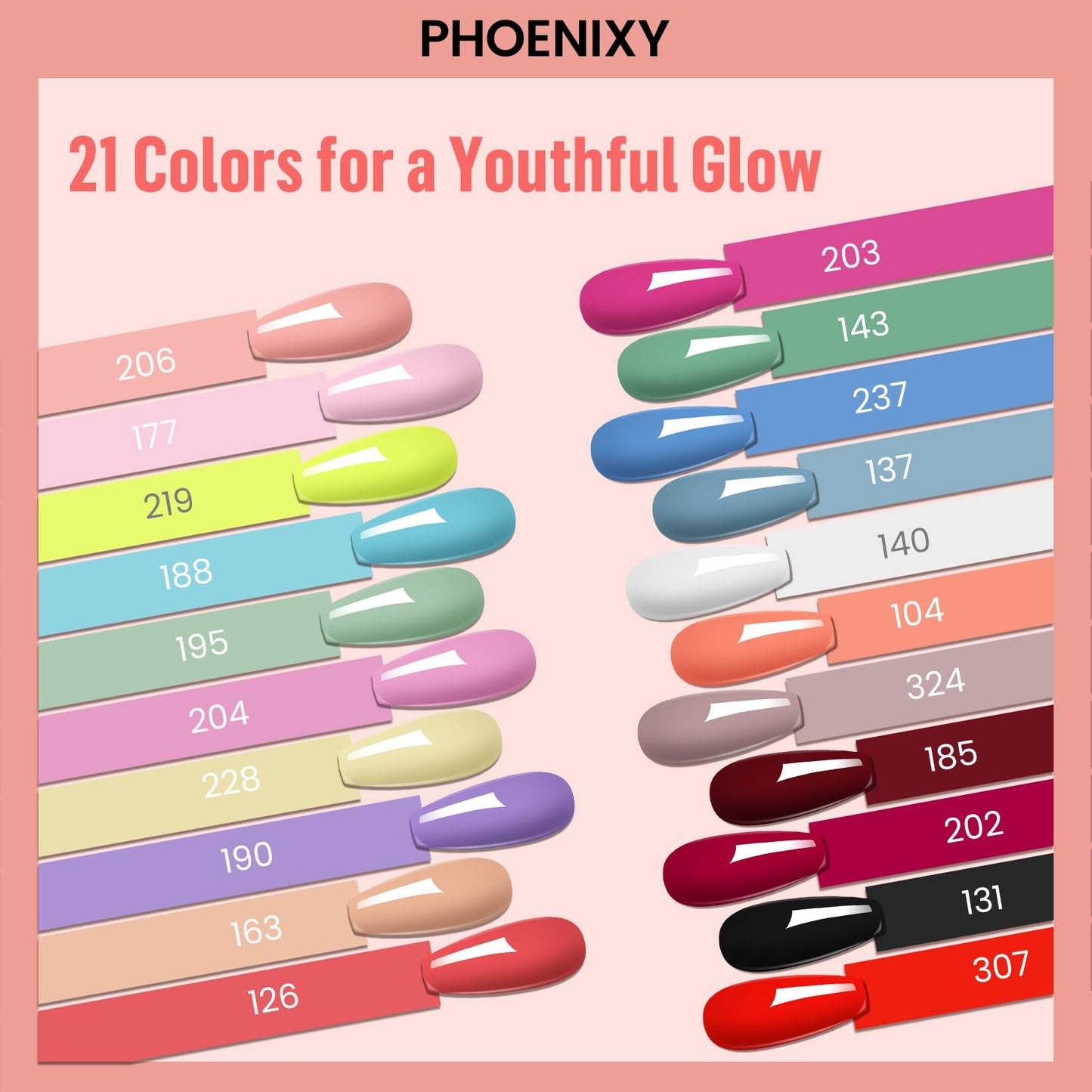Phoenixy 24Pcs Gel Nail Polish, 21 Colors Gel Nail Polish Kit Burgundy Red Green Purple with Base Coat Glossy Matte Top Coat for Beginners Nail Art at Beauty and Personal Care phoenixy