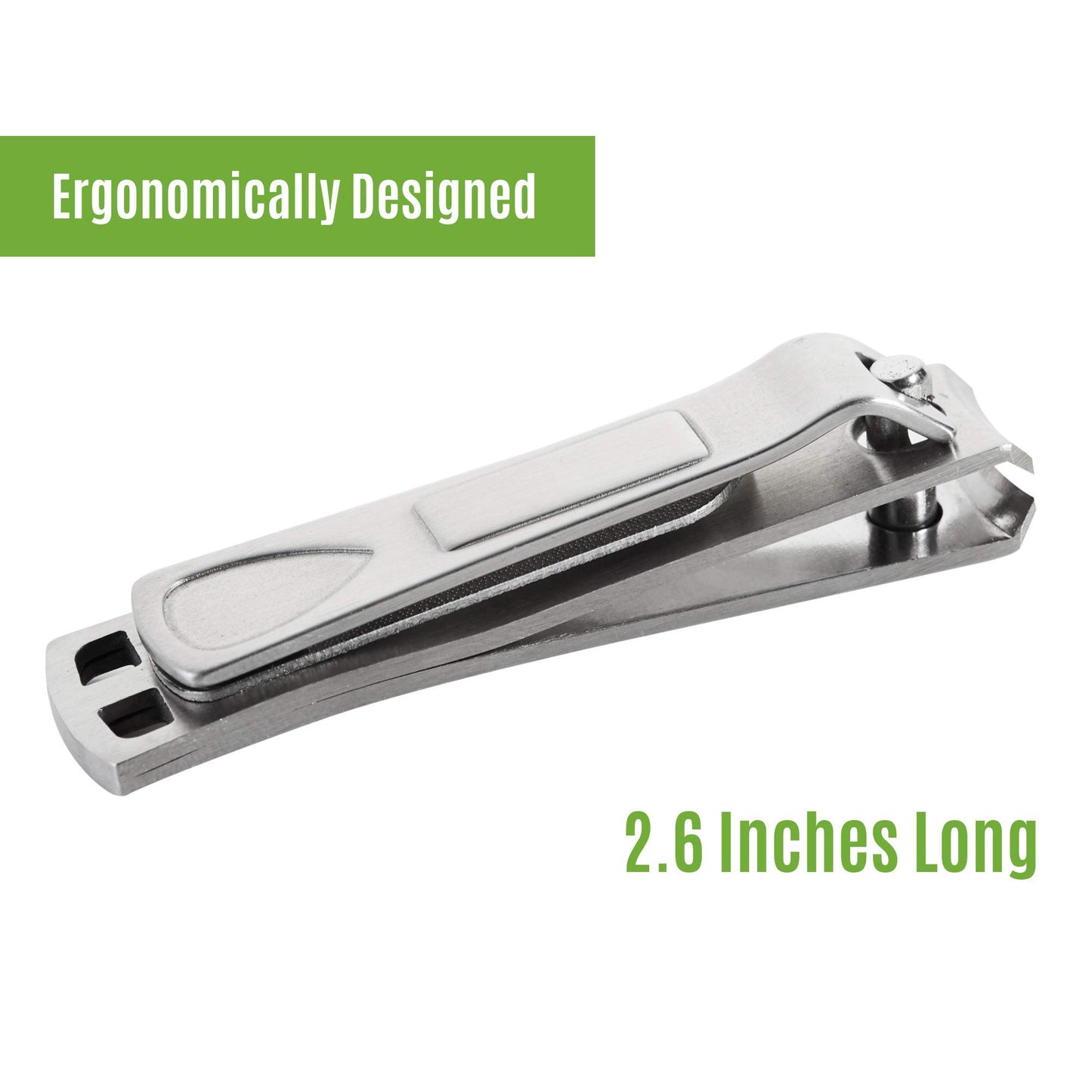 Clyppi Nail Clippers with Swing Out Nail Cleaner/Nail File - Fingernail Clippers/Toe Nail Clippers. Sharp Stainless Steel with Wide Easy Press Lever
