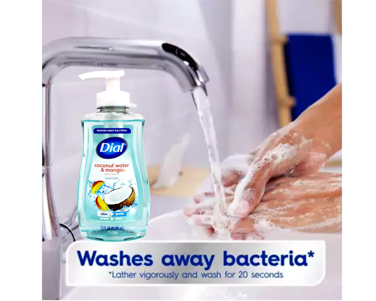 Dial Liquid Hand Soap, Coconut Water & Mango, 7.5 Fluid Ounces - 017000121581 017000121598