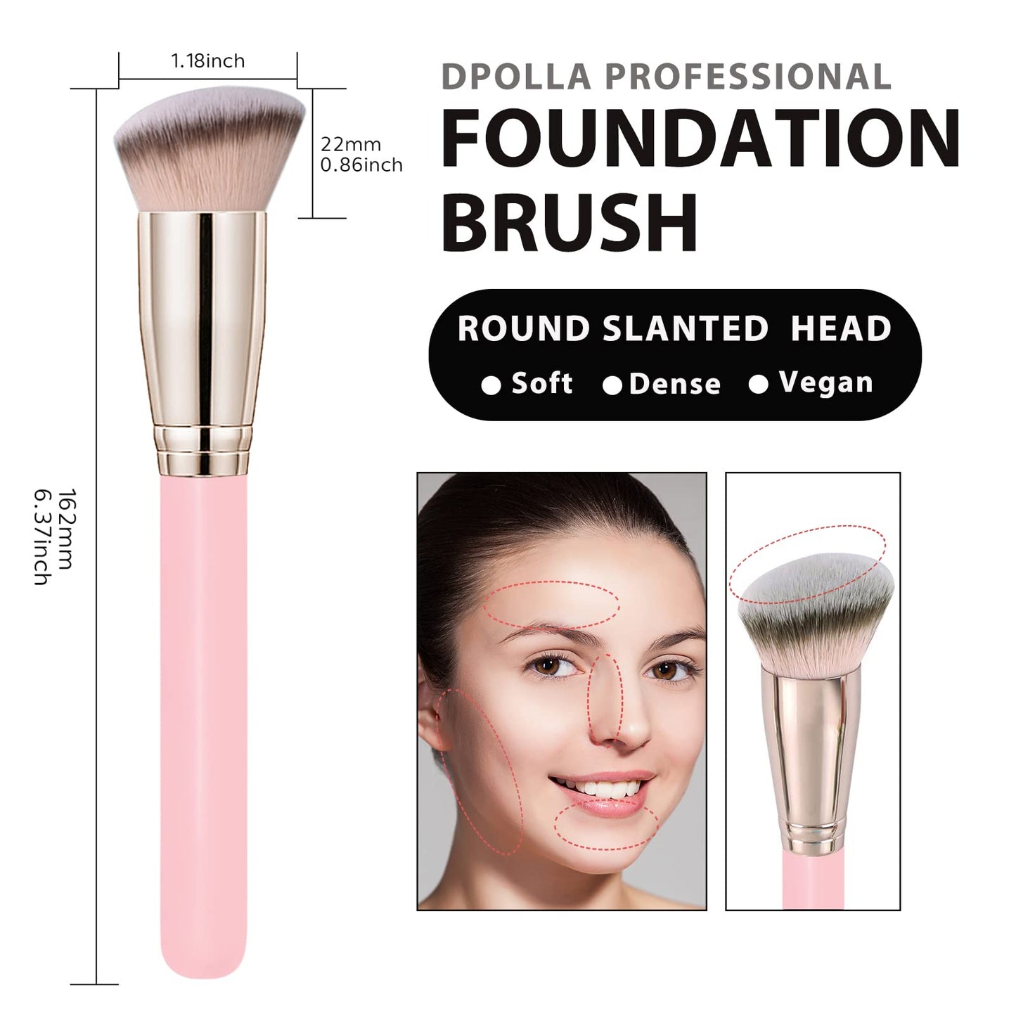 Makeup Brushes Dpolla Pro Foundation Brush and Flawless Concealer Brush Perfect for Any Look Premium Luxe Hair Contour Brush Perfect for Blending