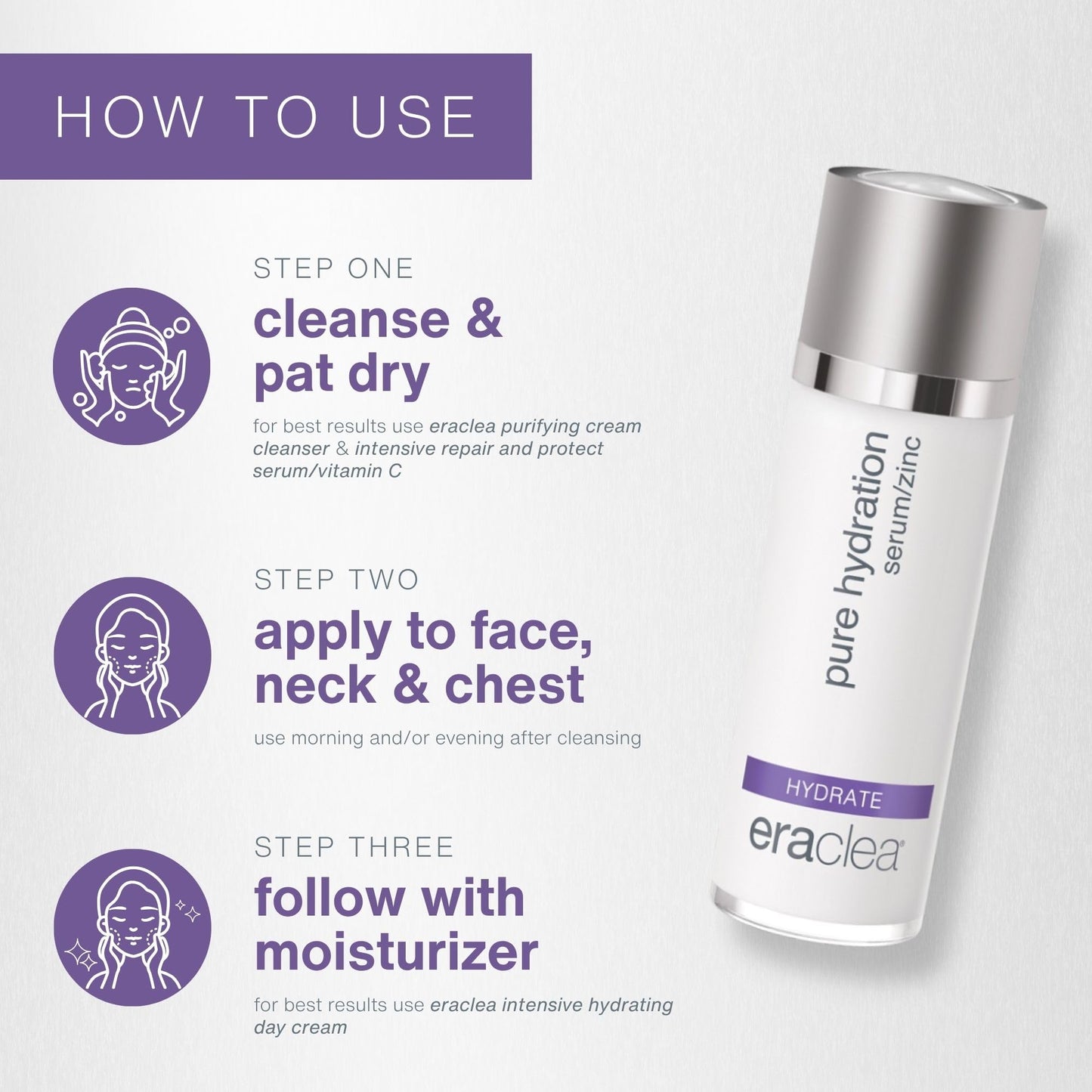 eraclea Pure Hydration Serum, Ultra-Hydrating Face Serum with Hyaluronic Acid and Zinc, Redness Reducing Anti-Wrinkle Hyaluronic Acid Serum for Women