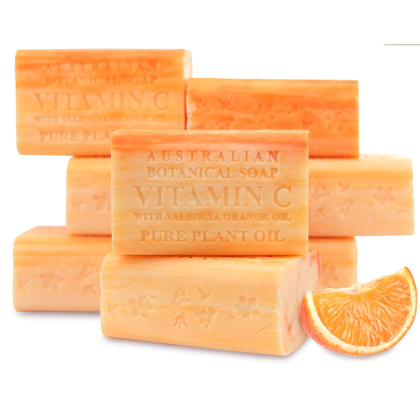 Australian Botanical Soap, 6.6 OZ, Vitamin C and Valencia Orange, Triple Milled Bars made with a Natural Soap Base and Enriched with Organic Shea