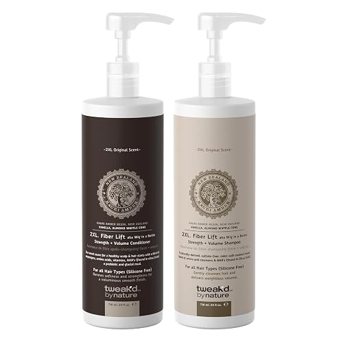 Tweak’d by Nature - 2XL Fiber Lift Volumizing and Thickening Shampoo and Conditioner Set, Multitasking Shampoo and Vanilla Body Wash, Non Toxic