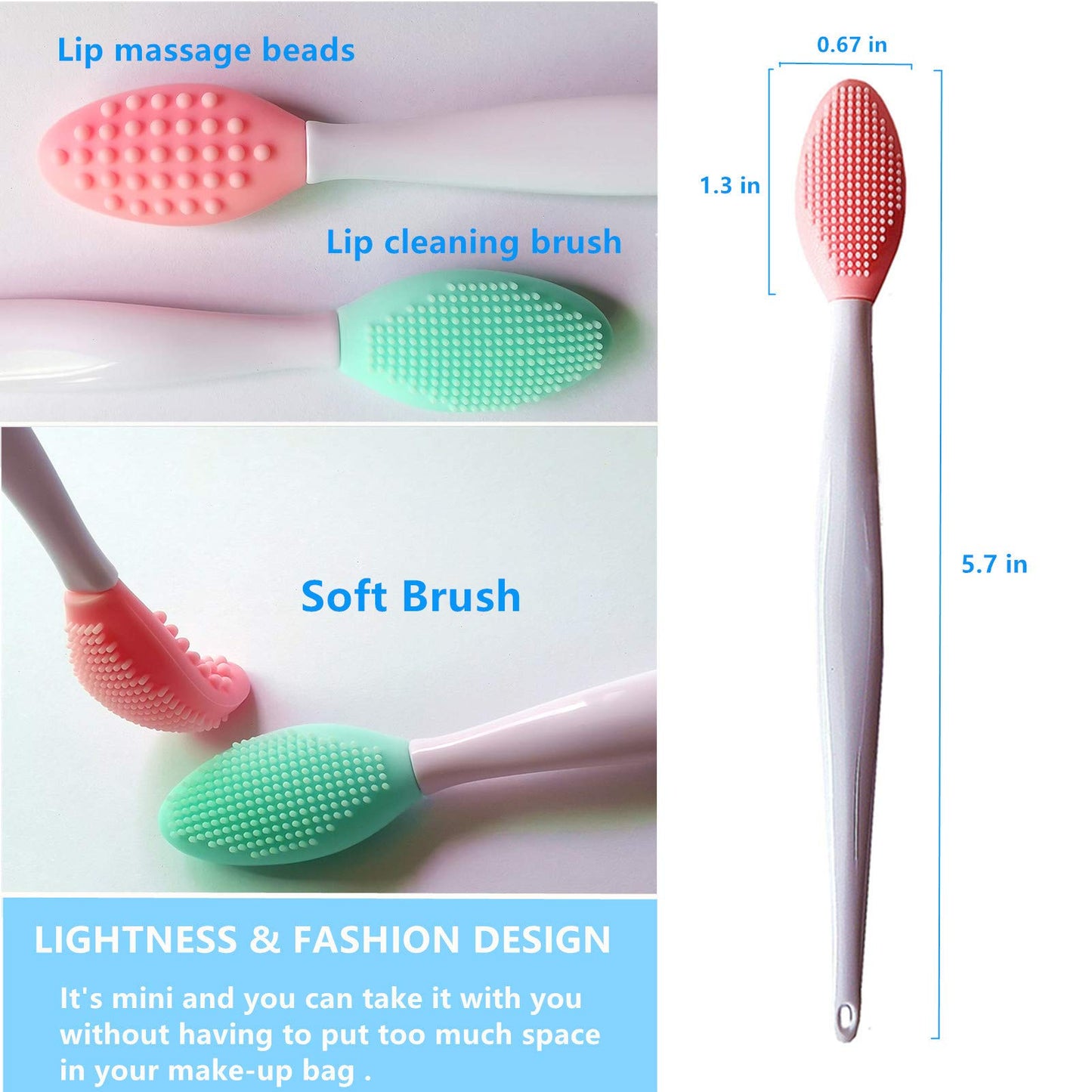 4 Pcs Lip Scrub Brush,Lip Scrubber Exfoliator, Double-Sided Silicone Lip Brush Tool for Men Women Lip Lightening,Lip Exfoliator Scrubber Tool for Dark