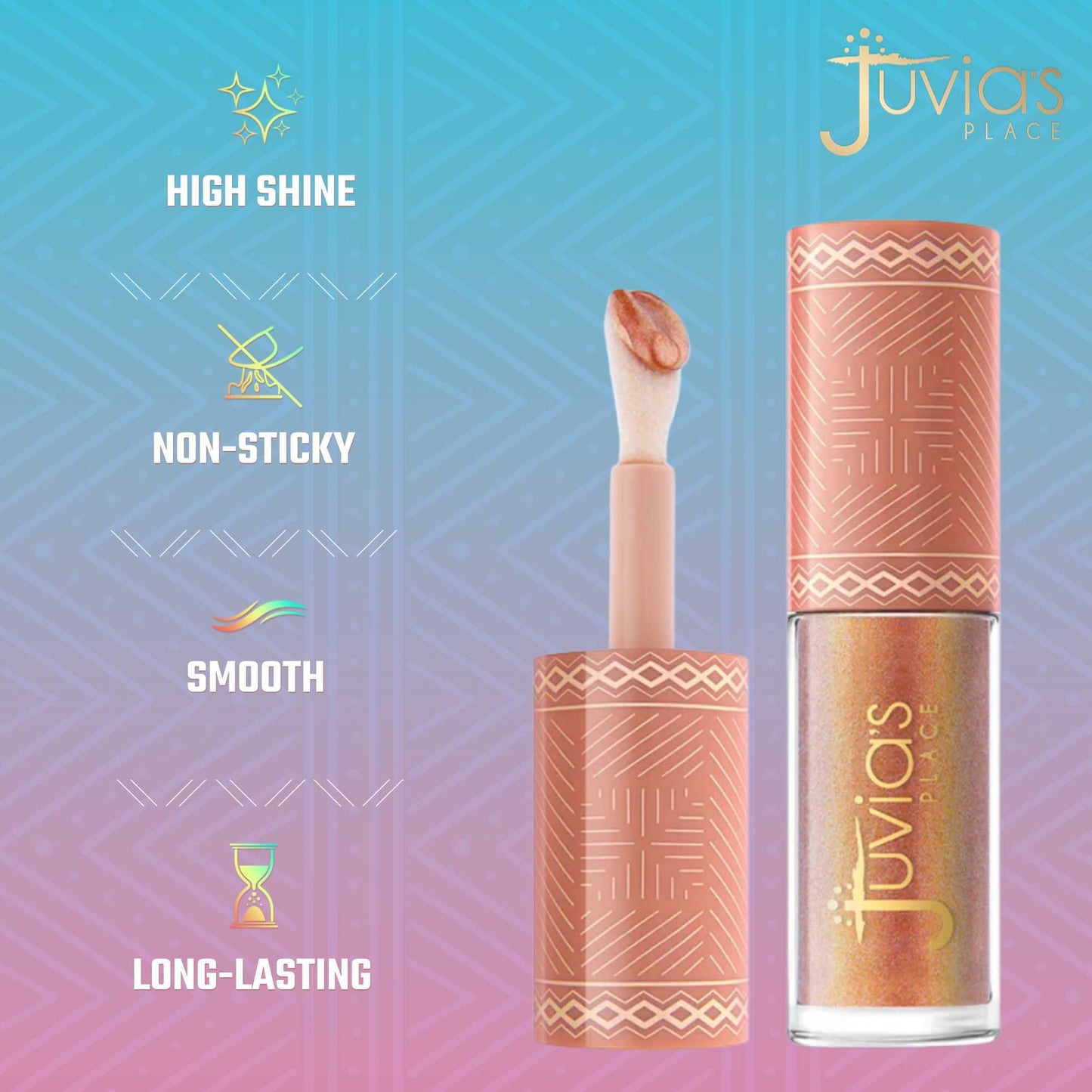 Juvia's Place Nubian Earth Glass Gloss Lip Gloss Oasis - Non-sticky Lip Makeup, Hydrating, Tinted Lip Gloss, Shine & Glow Lip Makeup, Beauty &