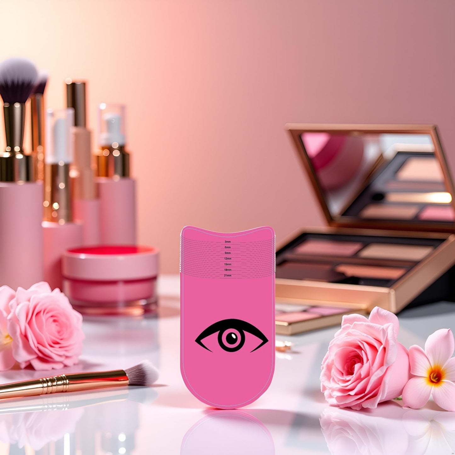 Pink Eyelash Ruler,Eyelash Stencils Ruler for Measure Eyelashes LengthEyebrow Lash Measuring Tool Beauty Tools Professional Eyelash Stencils Ruler