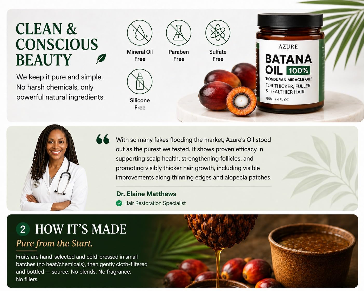 AZURE Batana Oil Paste for Hair Growth, 100% Pure Batana Paste for Nourishing Scalp, Strengthening Strands, Enhancing Shine & Softness - Honduras Beauty and Personal Care AZURE BOUTIQUE