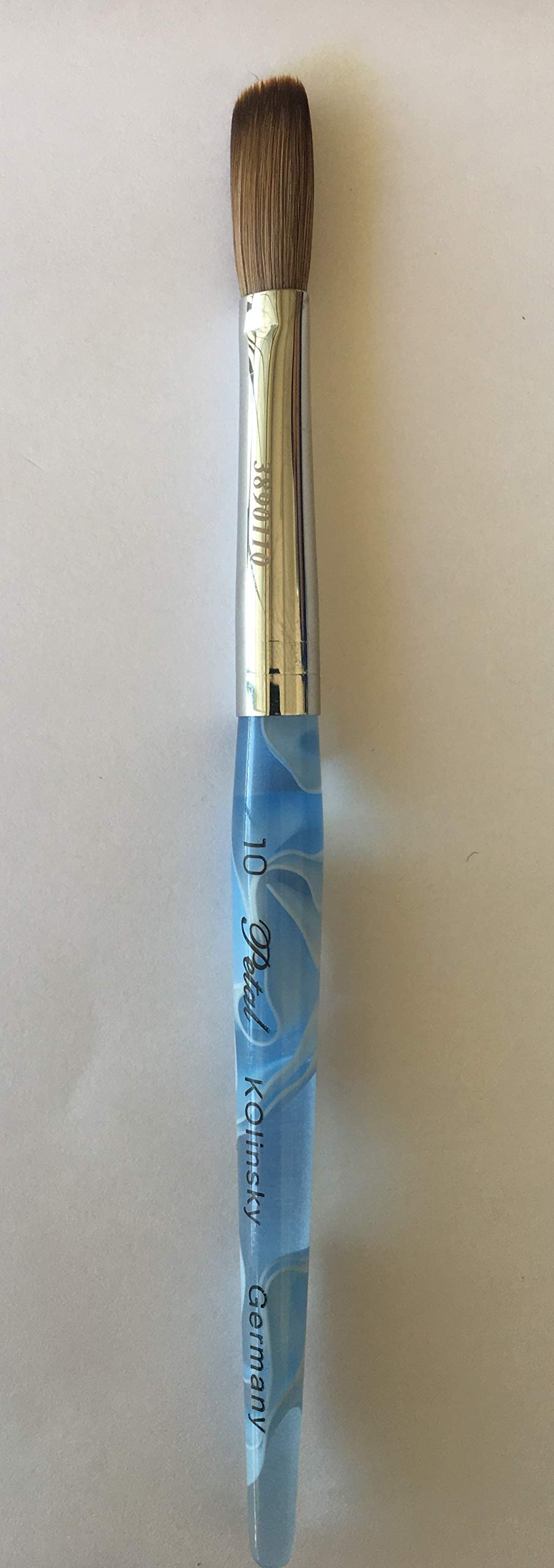 Blue Handle CRIMPED 100% Kolinsky Acrylic Nail Brush (Crimped 10) Beauty & Personal Care Blue Handle