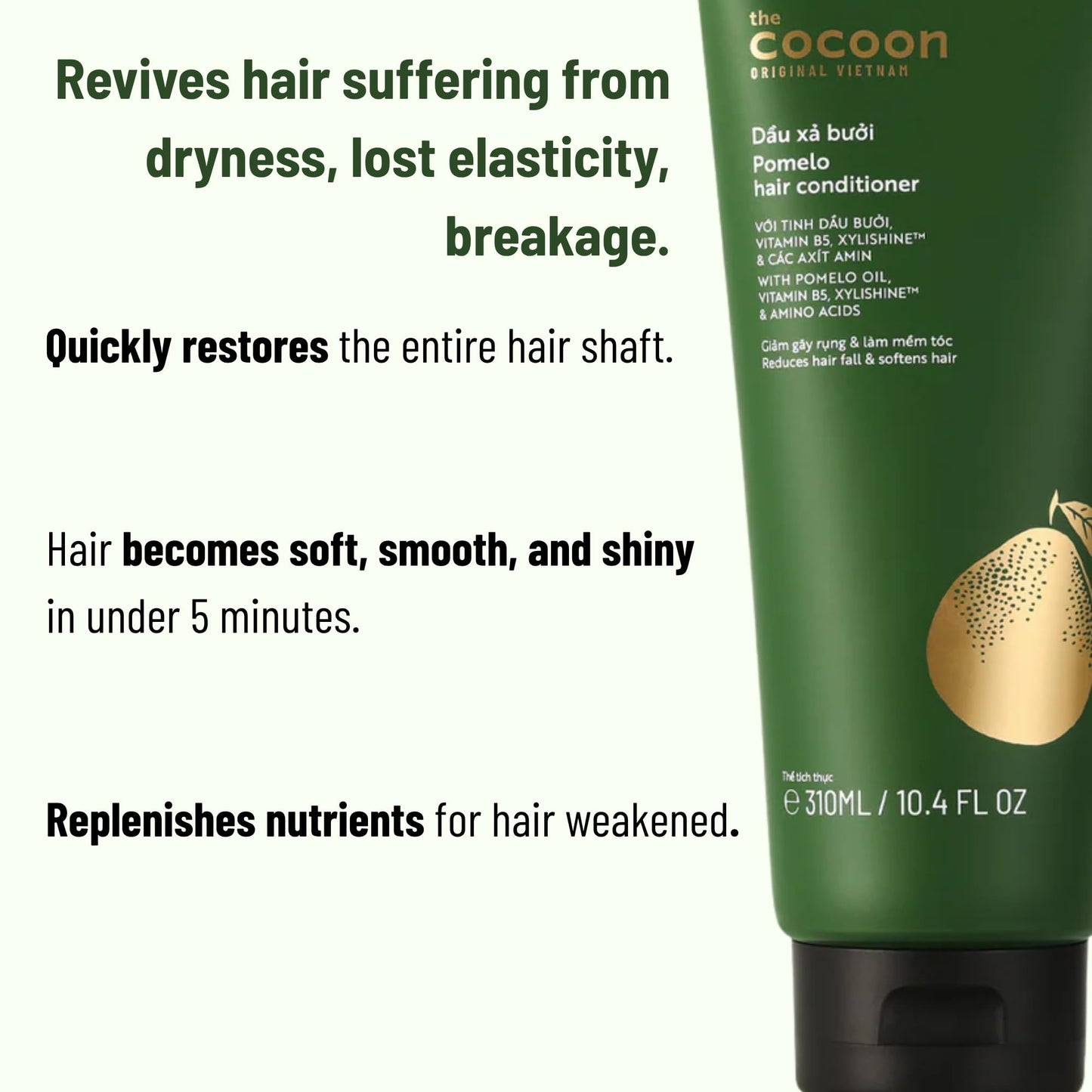 Cocoon Pomelo Shampoo & Conditioner Bundle, Sulfate Free Strengthening Hair Care Set for Weak, Thinning and Color Treated Hair, Nourishing Vegan