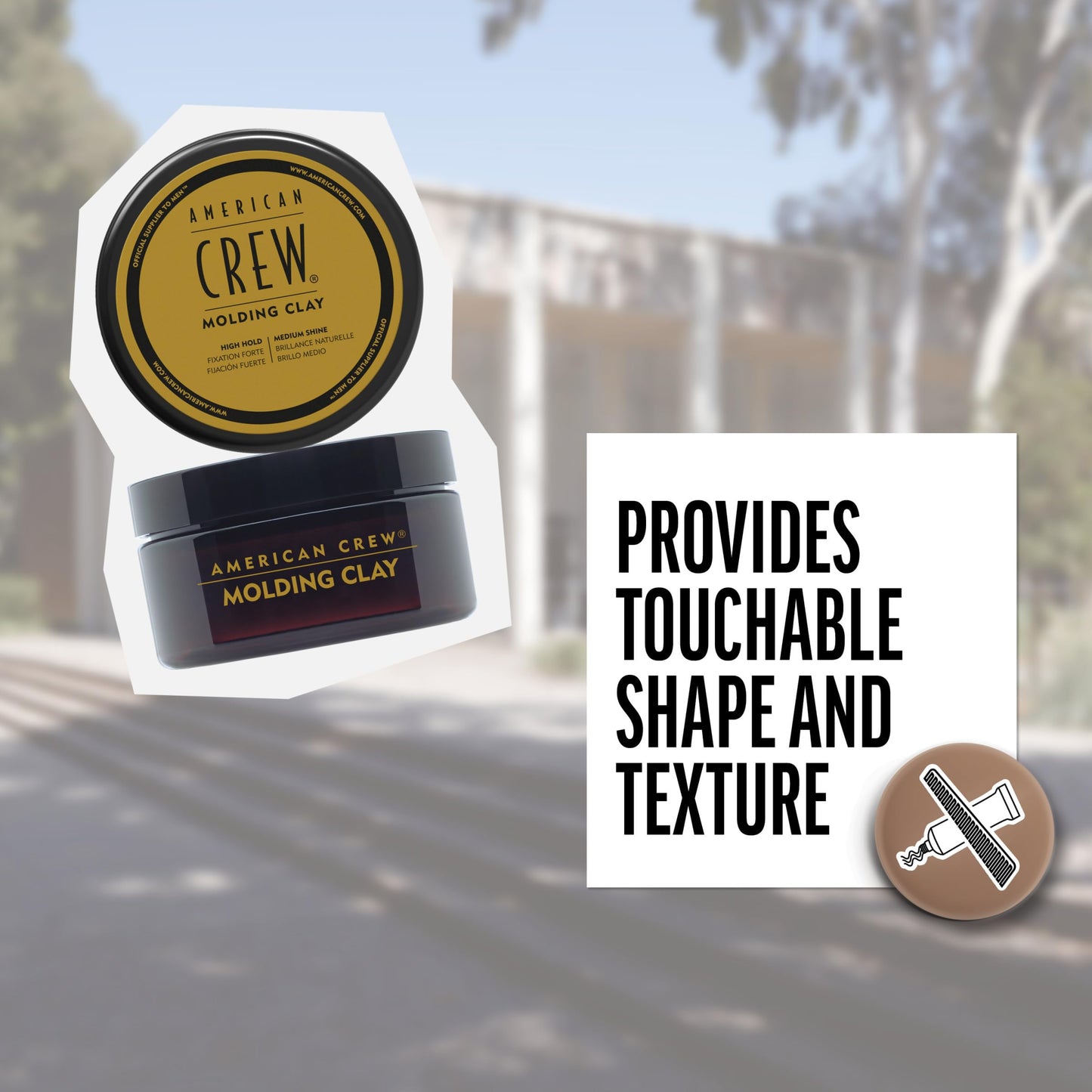 American Crew Men's Hair Molding Clay, Like Styling Gel with Strong Hold & Medium Shine, Stocking Stuffer for Him, 3 oz