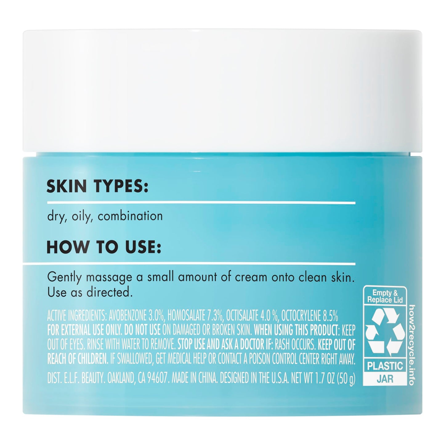 e.l.f. SKIN Holy Hydration! Face Cream - Broad Spectrum SPF 30 Sunscreen, Moisturizes & Softens Skin, Quick-Absorbing & Ultra-Hydrating, 1.7 Oz (50g)