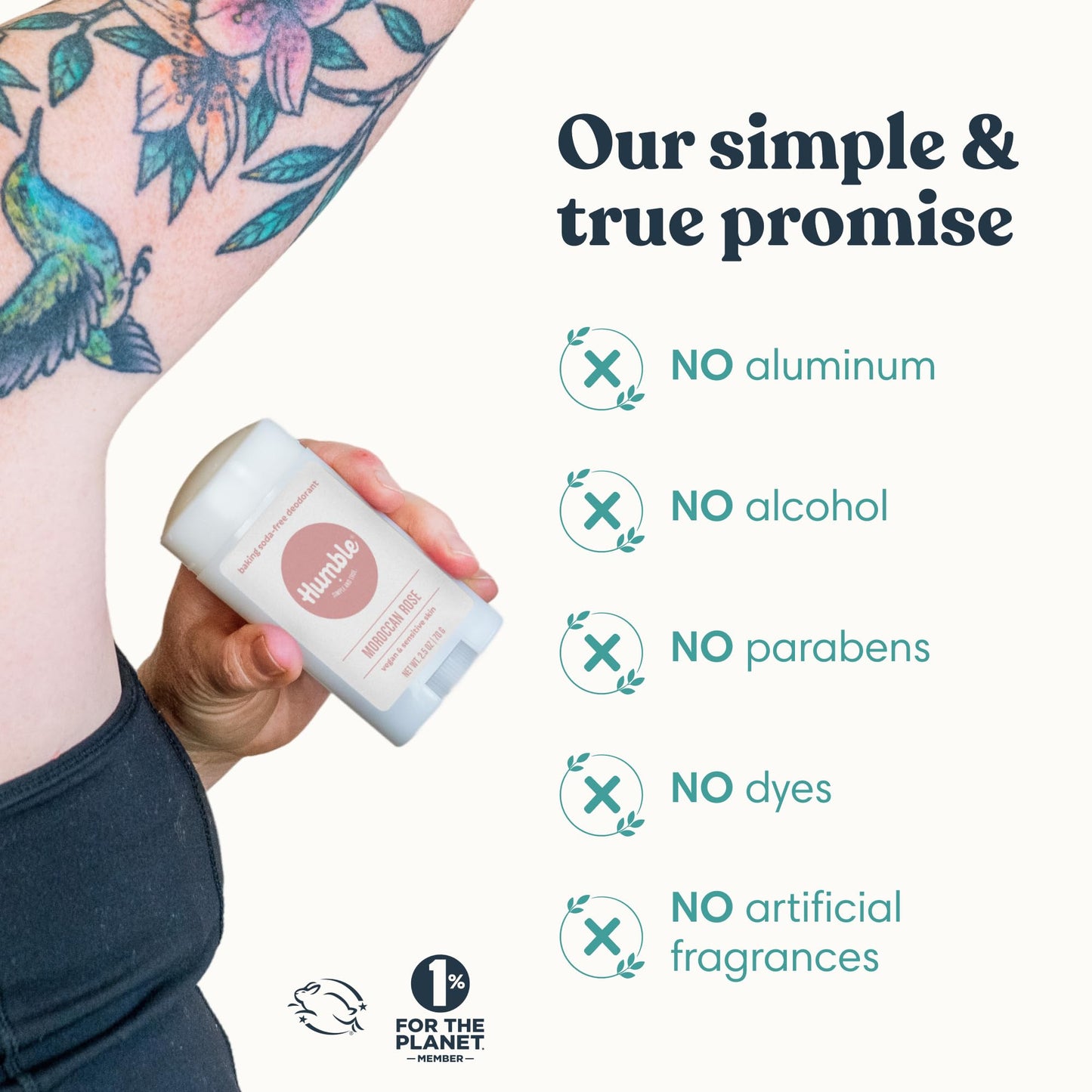 Humble Aluminum-Free Deodorant for Women & Men, Patchouli, Bergamot & Moroccan Rose - Baking Soda-Free Natural Deodorant Stick for Sensitive Skin Beauty and Personal Care HUMBLE SIMPLE AND TRUE.