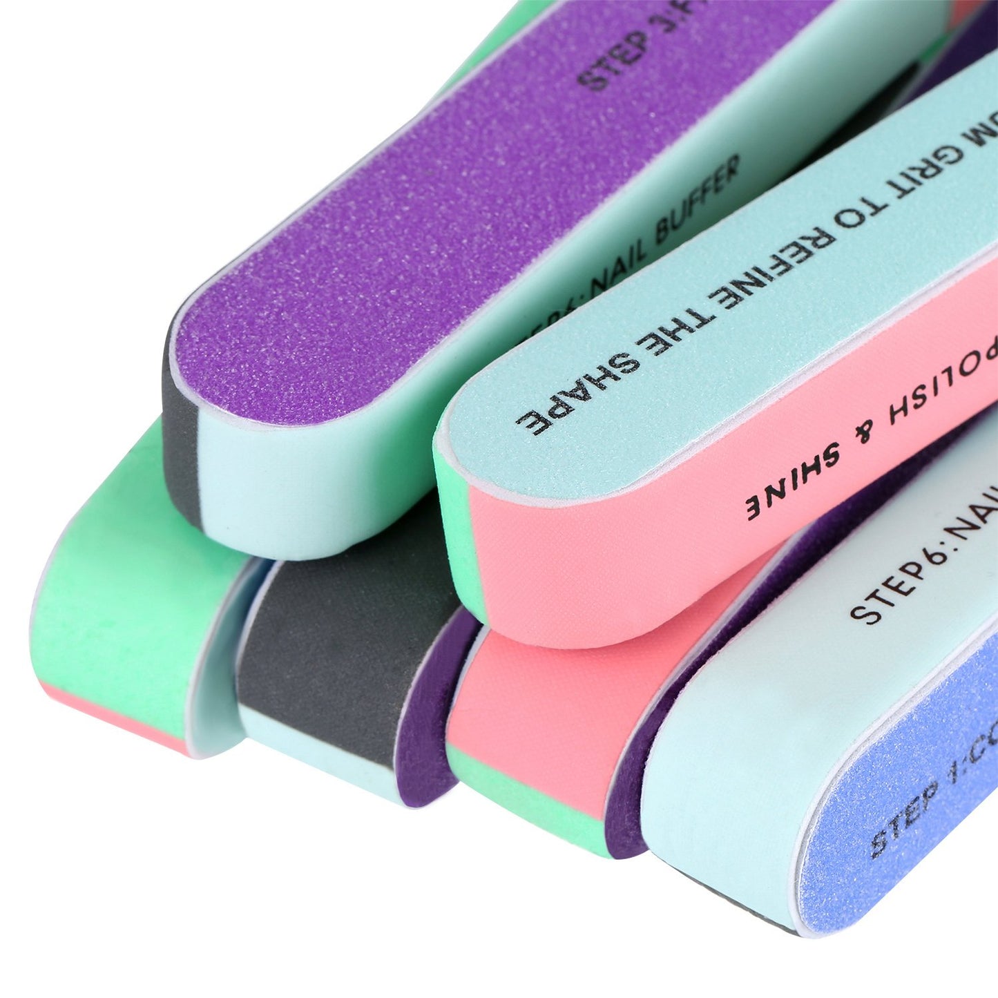 Mudder Multi Side Nail File and Buffers Nail Sanding Block Professional Filer Board and Shiners Cosmetic Manicure Suit for Home Salon, 7 Ways (6Pack)