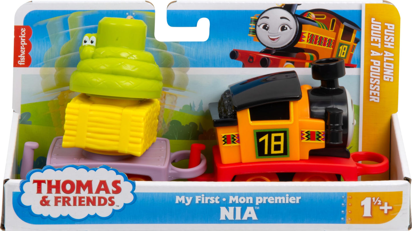 Thomas & Friends Toddler Toy My First Nia Push-Along Train with Stacking Cargo for Kids Ages 18+ Months
