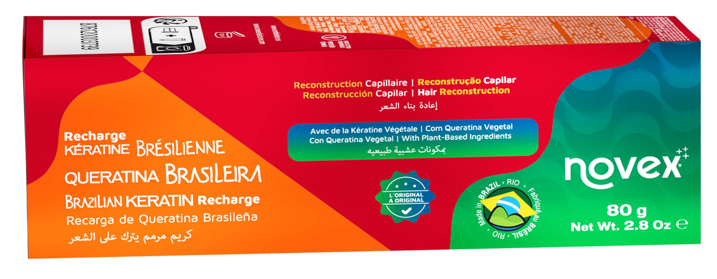 NOVEX Keratin Recharge Leave In Conditioner, Reconstructive Keratin, Frizz Control and Damage Repair, 2.8 Oz
