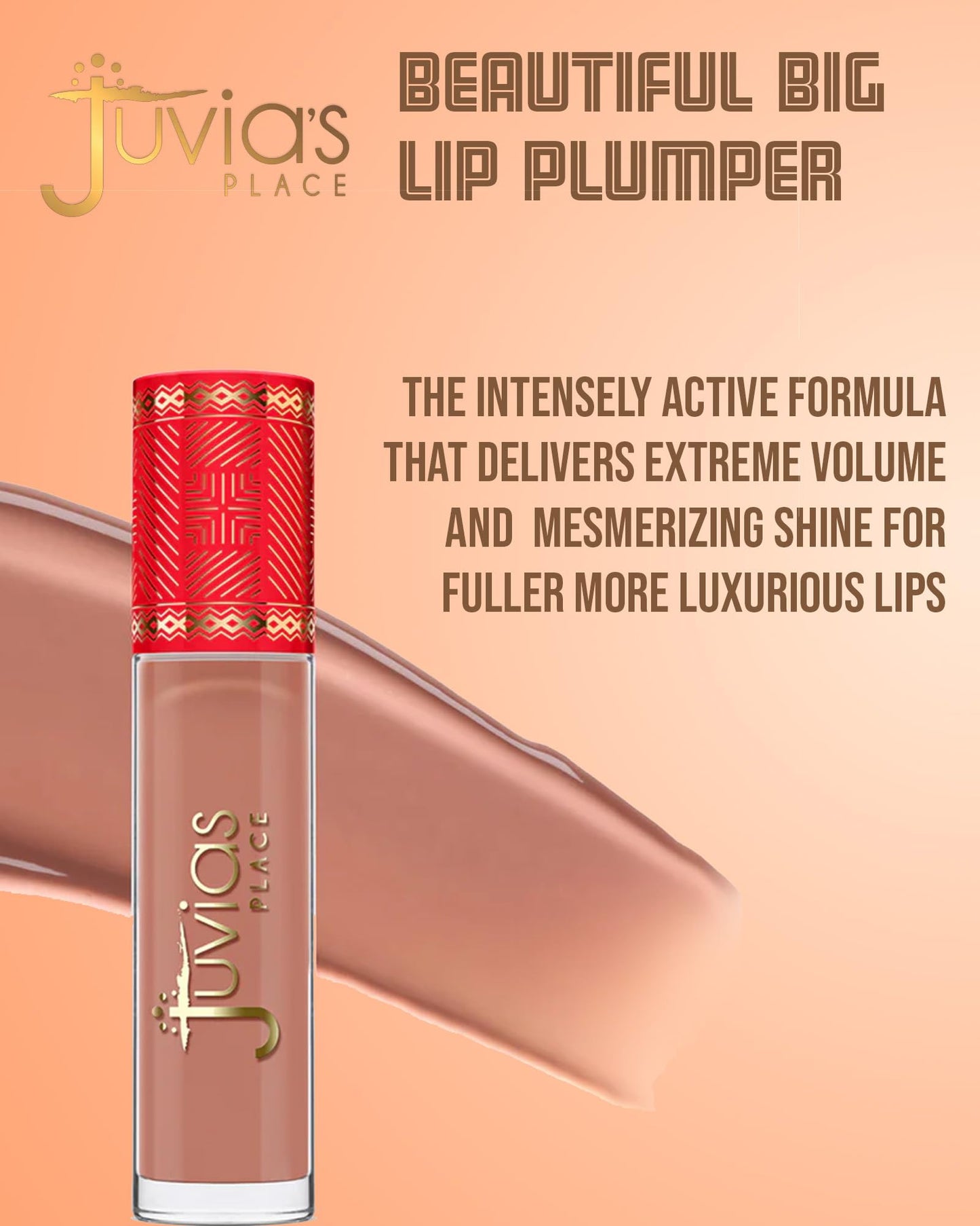 Juvia's Place Beautiful Big Lip Plumper - Send Nudes | Neutral Gloss for a Effortlessly Beautiful Pout, Defined Lips | Plumping, Hydrating &