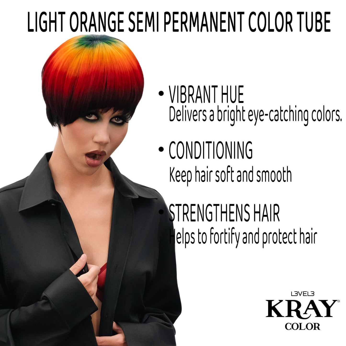L3 - Level 3 Kray Semi Permanent Hair Color - Semi Permanent Hair Dye with Aloe Vera - Light Orange