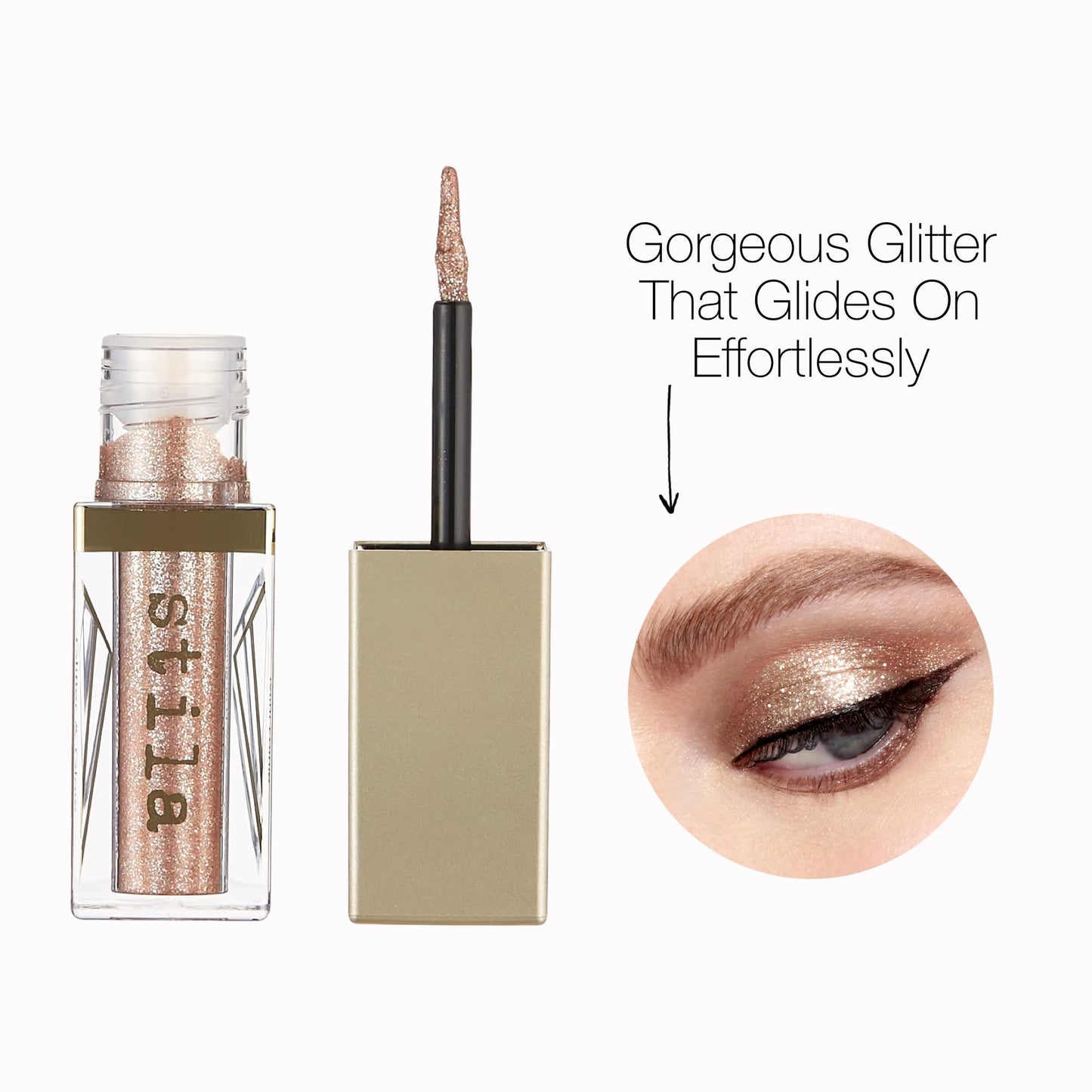 Stila Magnificent Metals Glitter And Glow Liquid Eye Shadow, Long Lasting Sparkle, Quick-Drying Eye Makeup, Lightweight Water Base, Kitten Karma