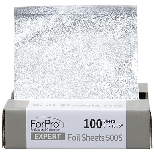 ForPro Expert Embossed Foil Sheets 500S, Aluminum Hair Foils for Color Application and Highlighting Services, Food Safe, Pop-Up Dispenser, 5” W x